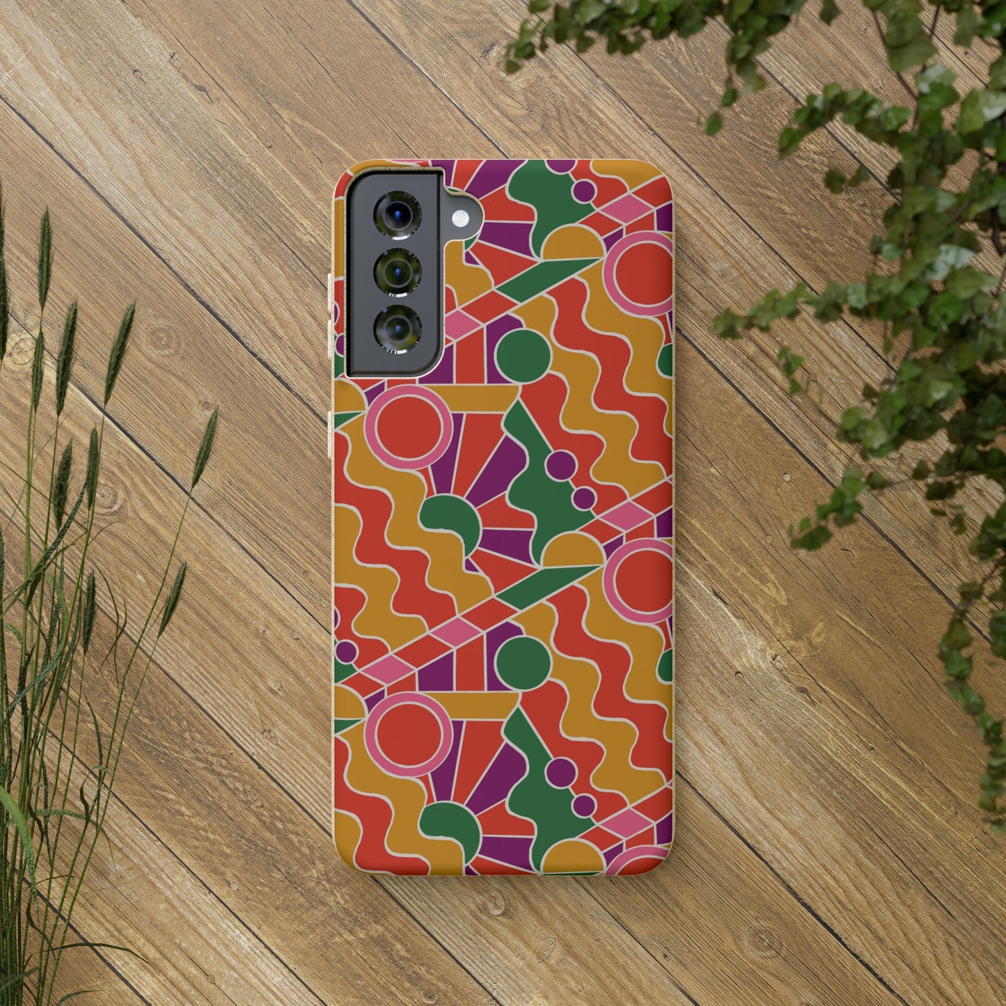 Day Trippin' Biodegradable Phone Case, purple, red, yellow and green