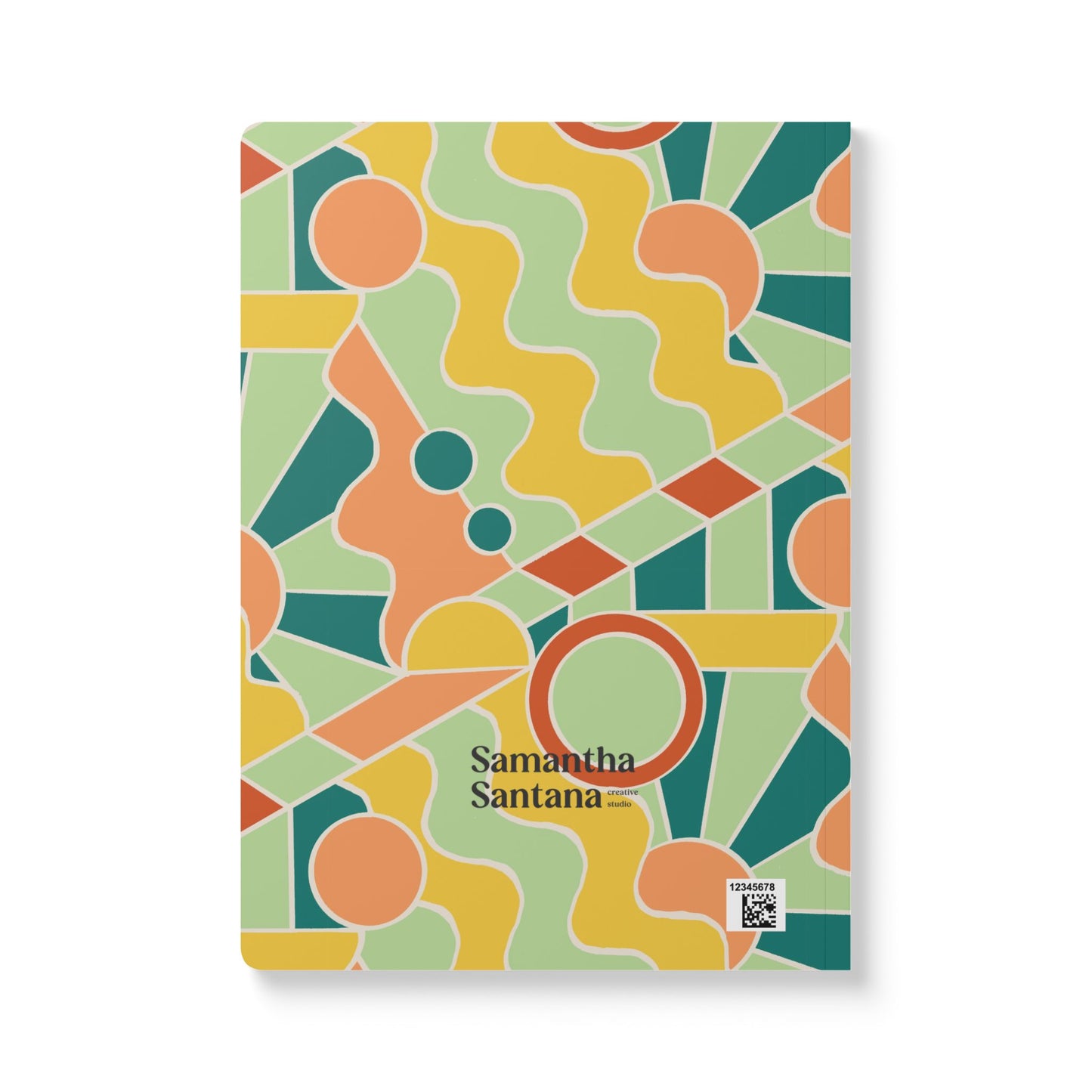 Day Trippin' Softcover Personalized Journal, mint, blue, yellow and peach (add your name)