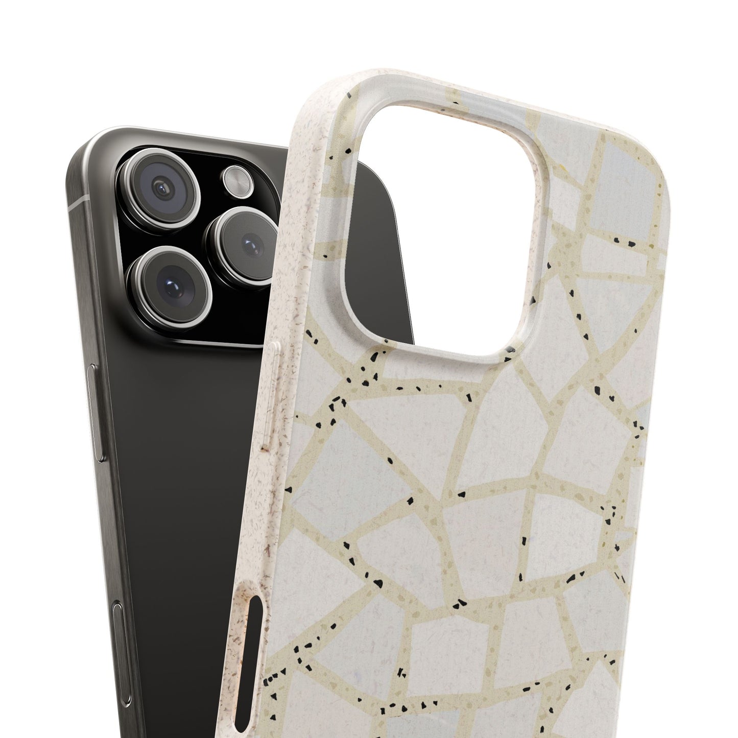 Dolce Terrazzo Phone Case - tan and white - Eco-Friendly, Biodegradable