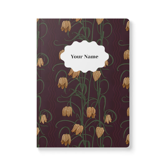 Campanas Softcover Personalized Journal, eggplant & toffee (add your name)