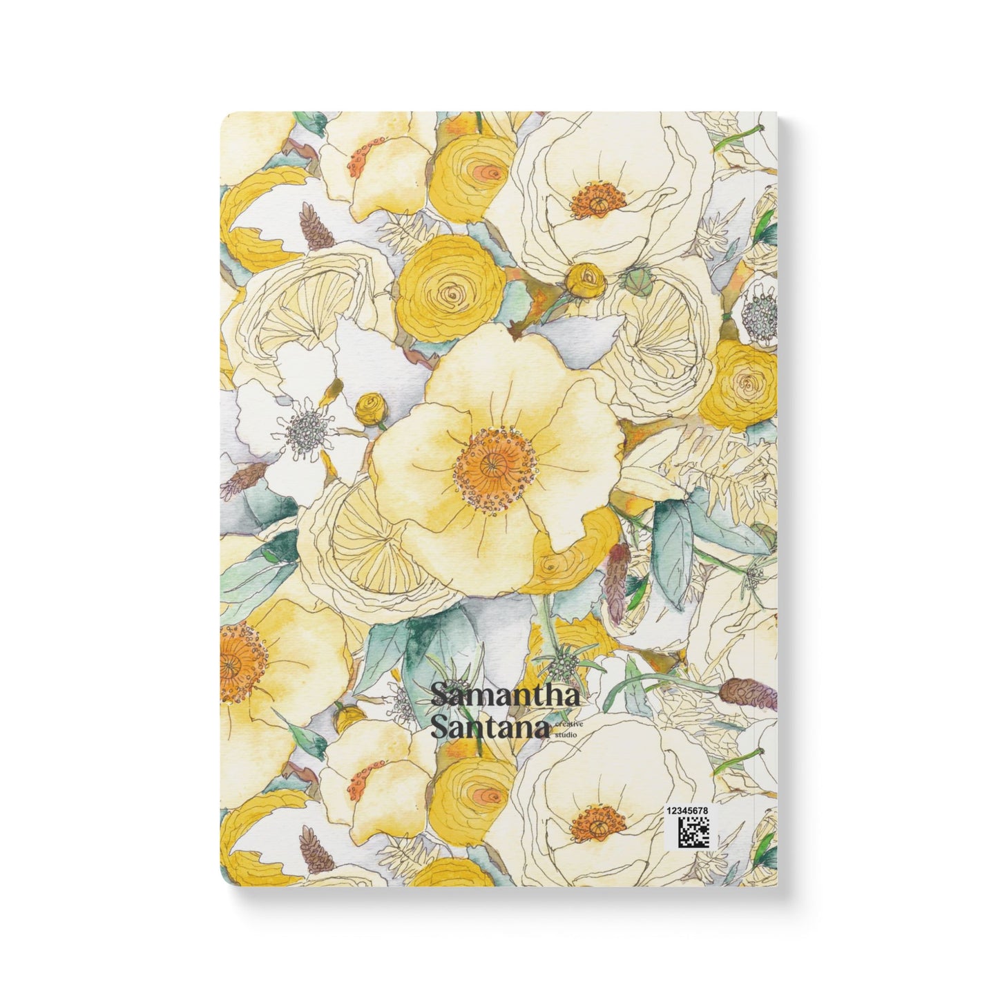 Floral Reverie Softcover Personalized Journal, yellow (add your name)