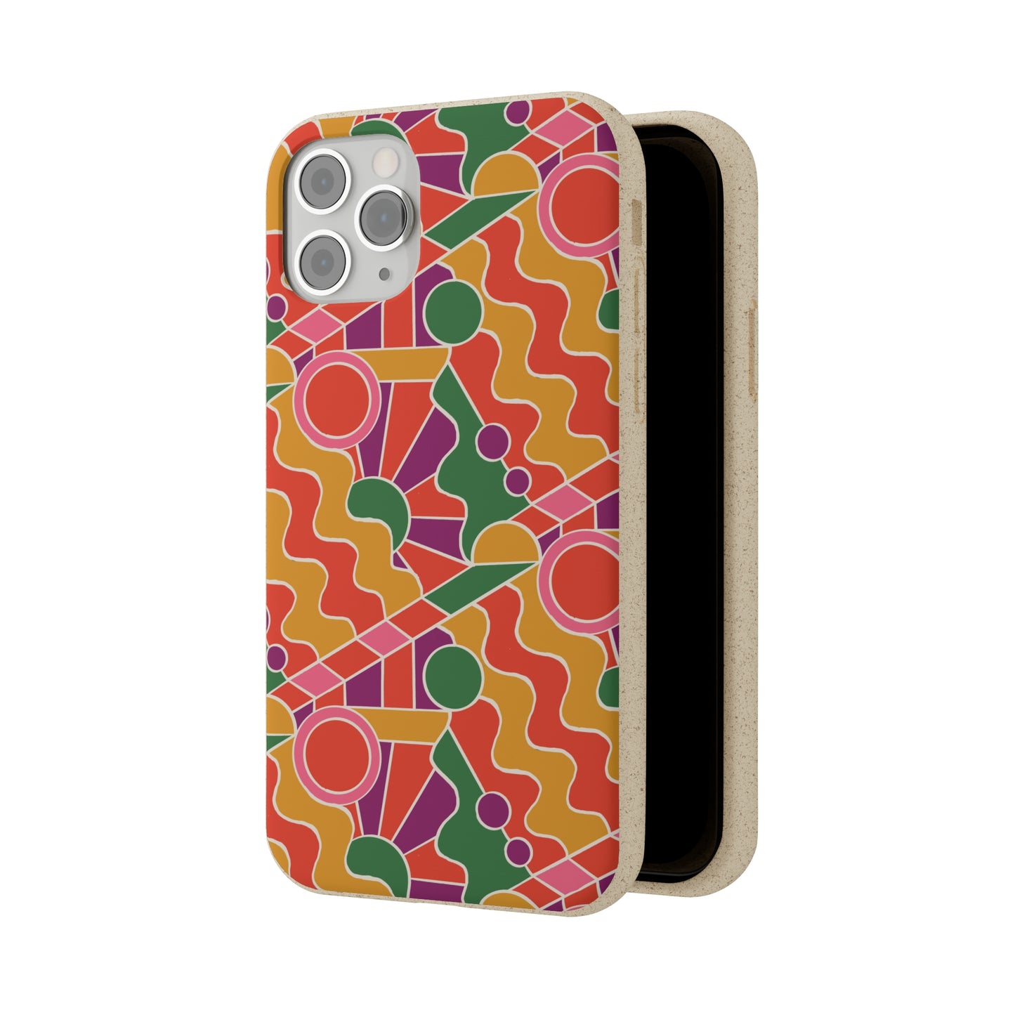 Day Trippin' Biodegradable Phone Case, purple, red, yellow and green