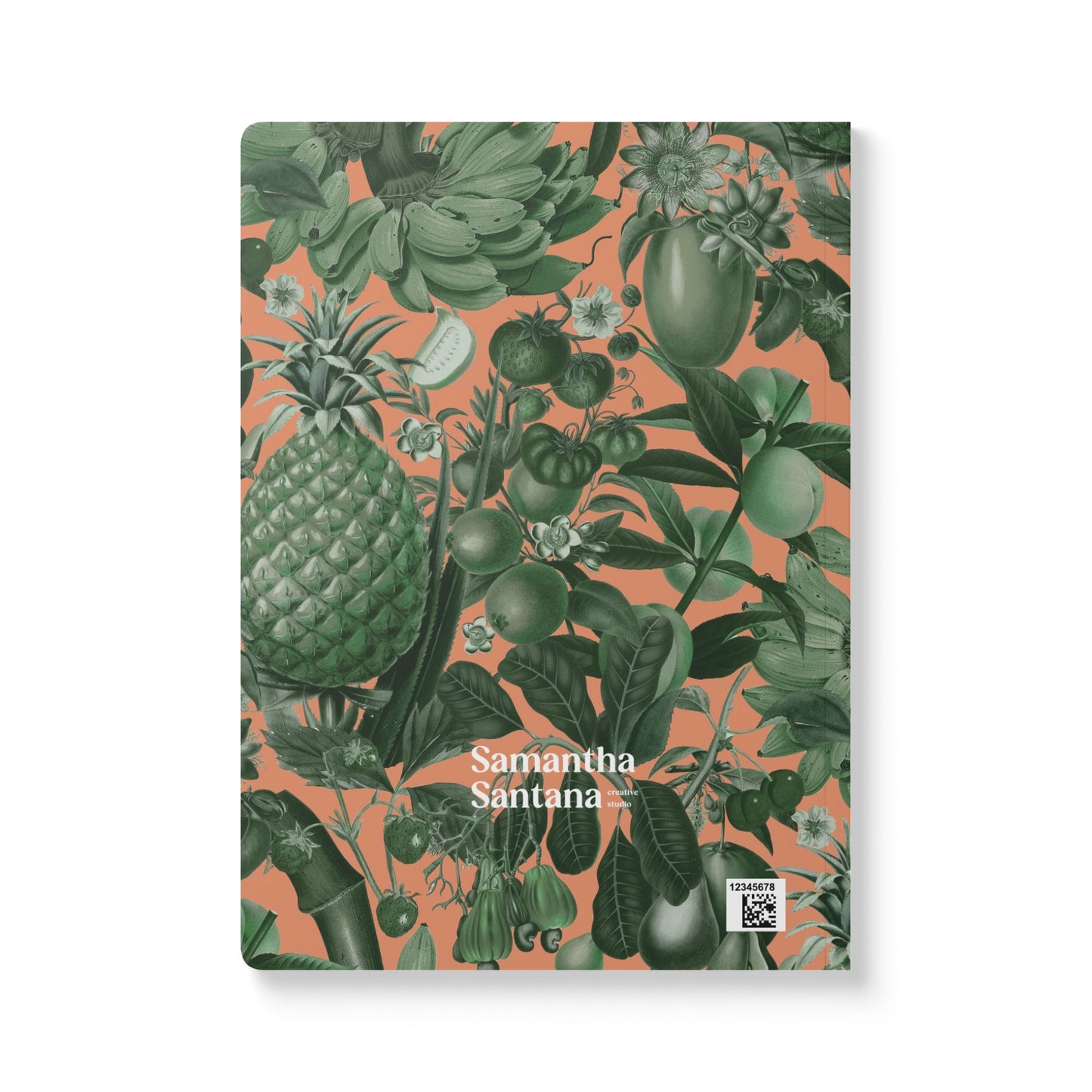 Juicy Fruit Softcover Personalized Journal, peach and green (add your name)