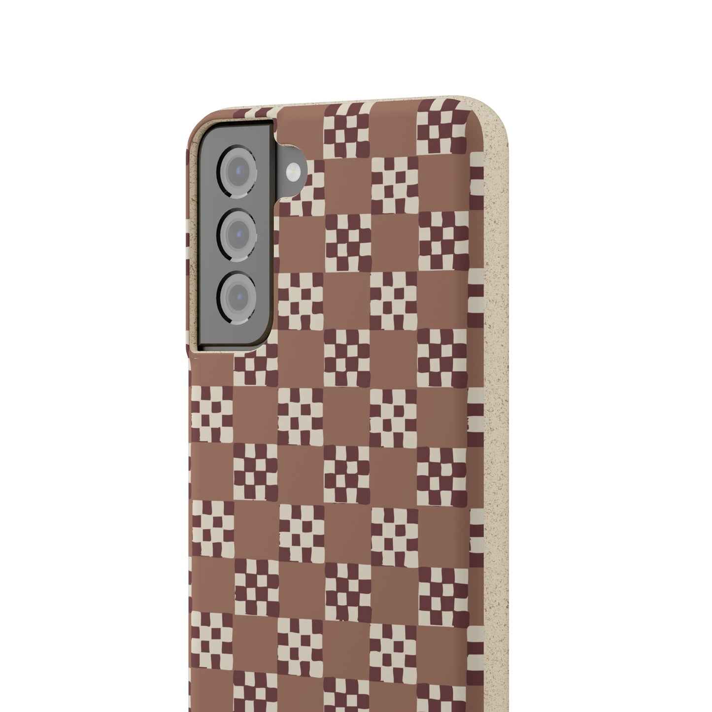 Checkered Quilt Biodegradable Phone Case, mocha mousse