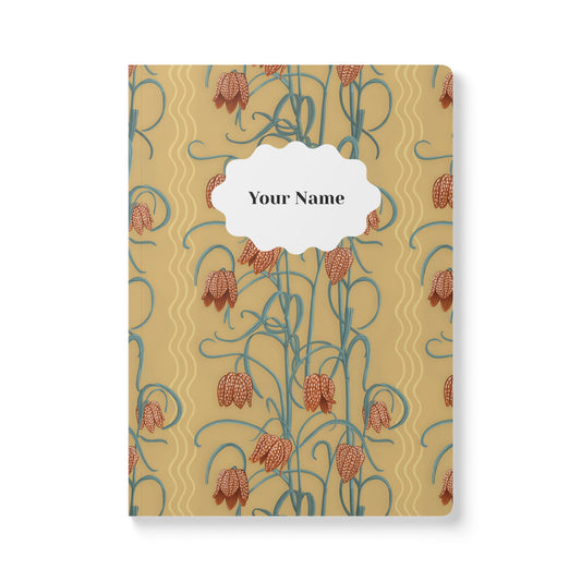 Campanas Softcover Personalized Journal, butter yellow & slate blue (your name)