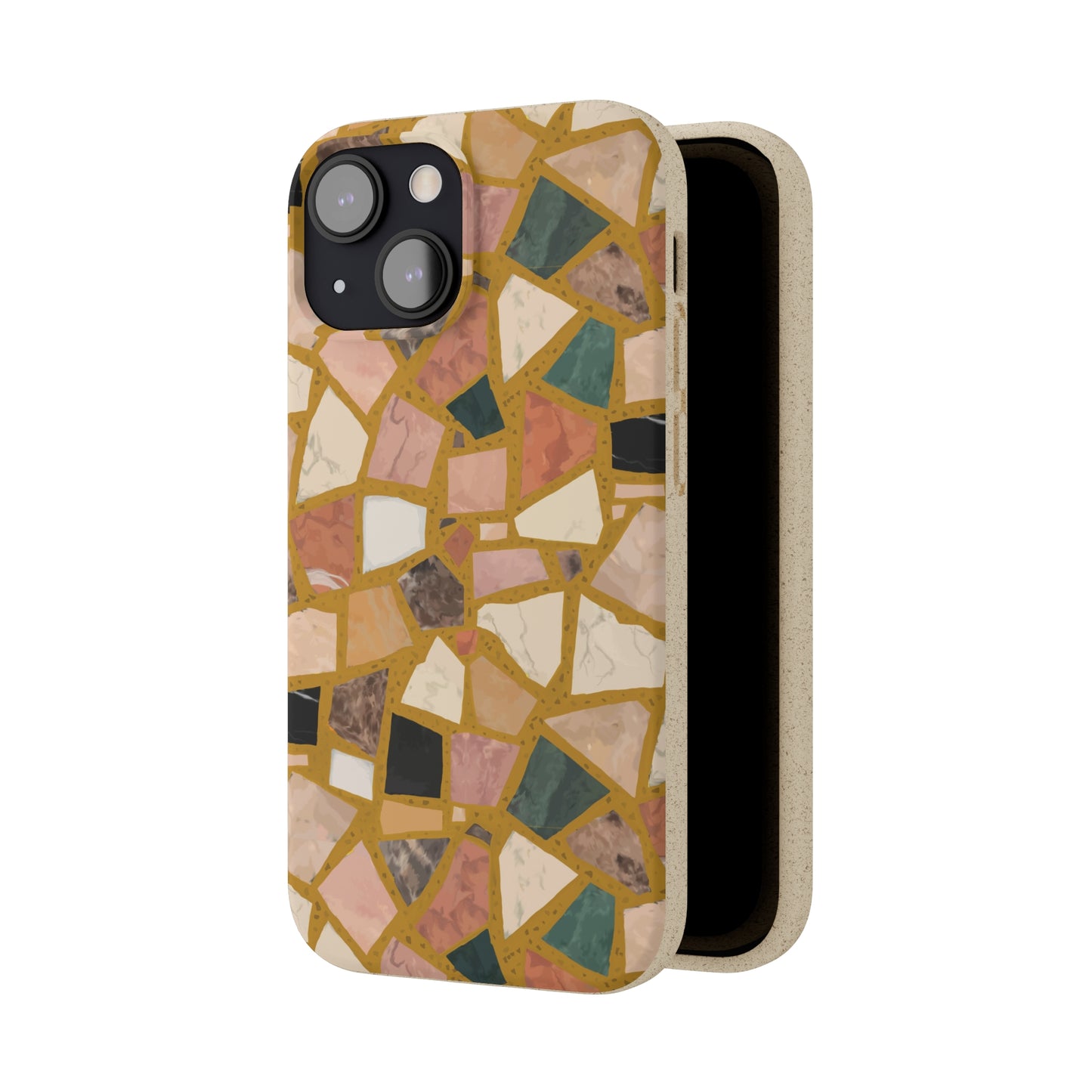 Dolce Terrazzo Biodegradable Phone Case, mustard yellow