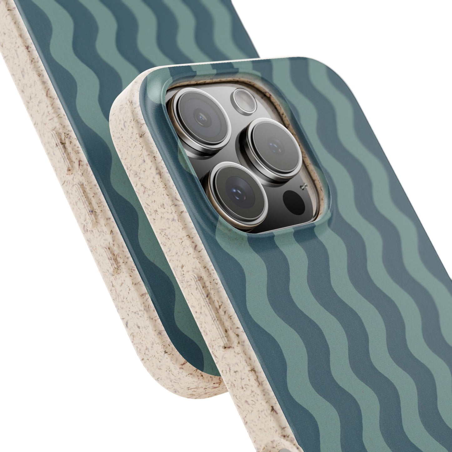 Ziggy Stripe Phone Case - blue and light teal - Eco-Friendly, Biodegradable