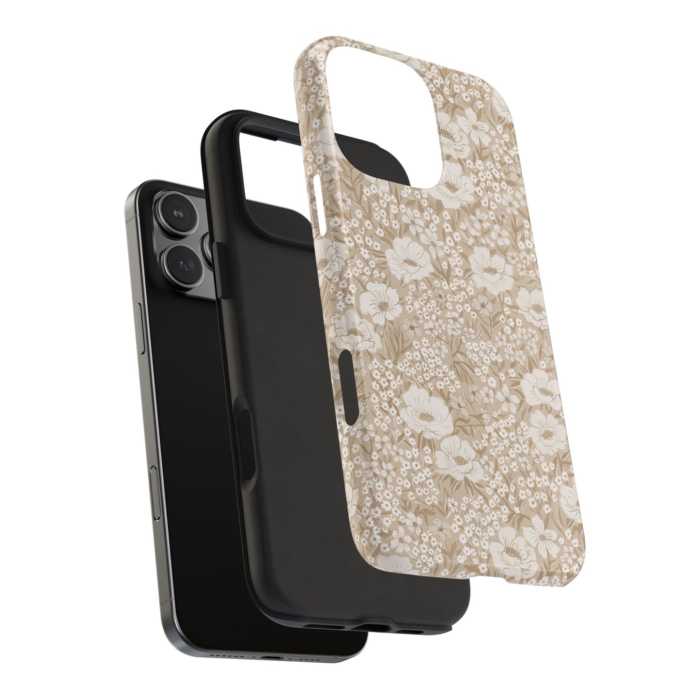 Wildflower Meadow Retro Vintage Floral Tough Phone Case Protection - Neutral, Personalizable