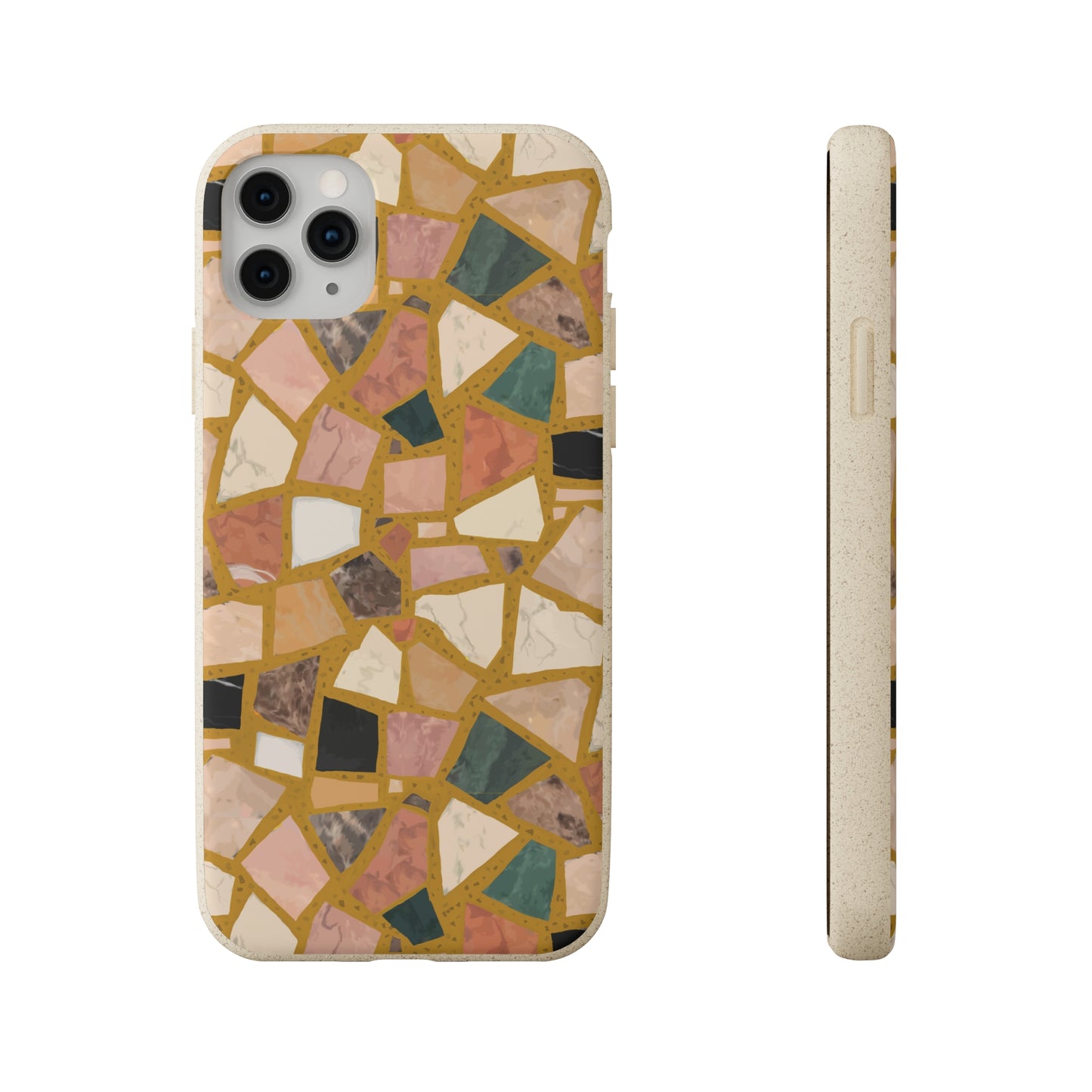 Dolce Terrazzo Biodegradable Phone Case, mustard yellow