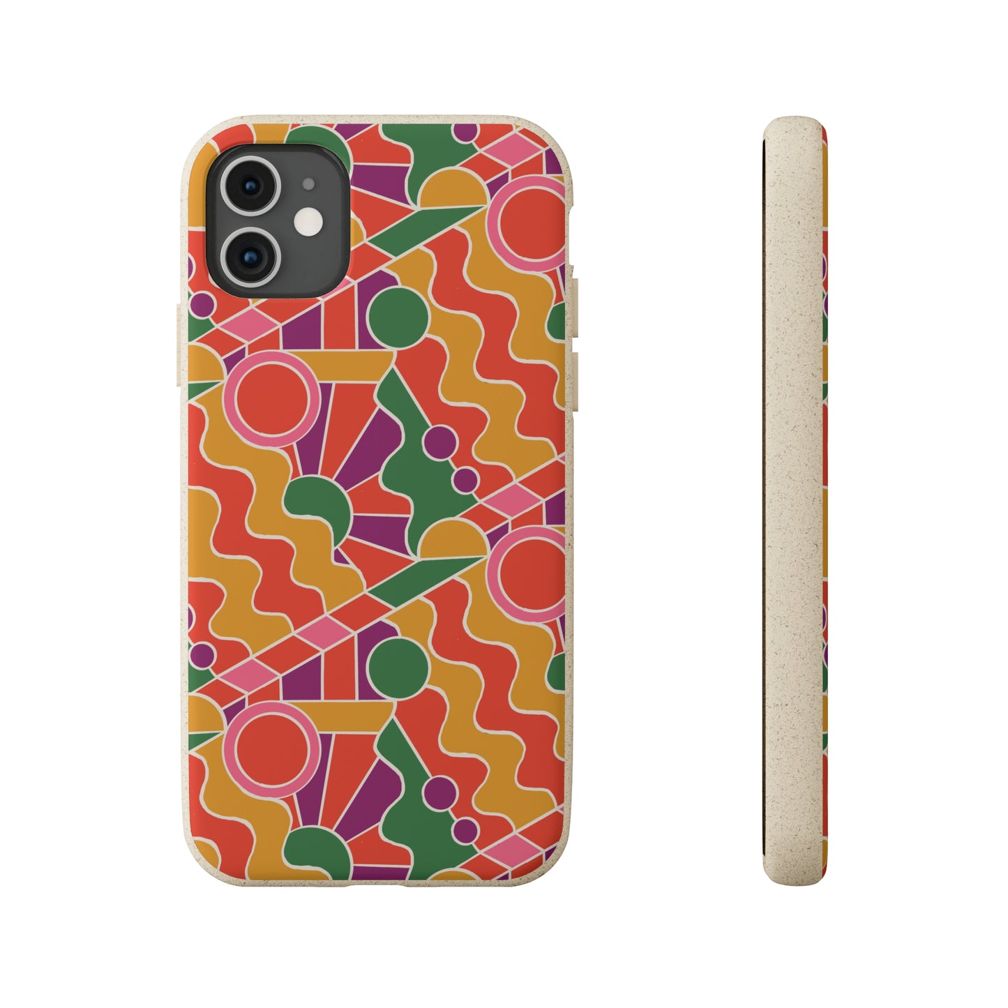 Day Trippin' Biodegradable Phone Case, purple, red, yellow and green