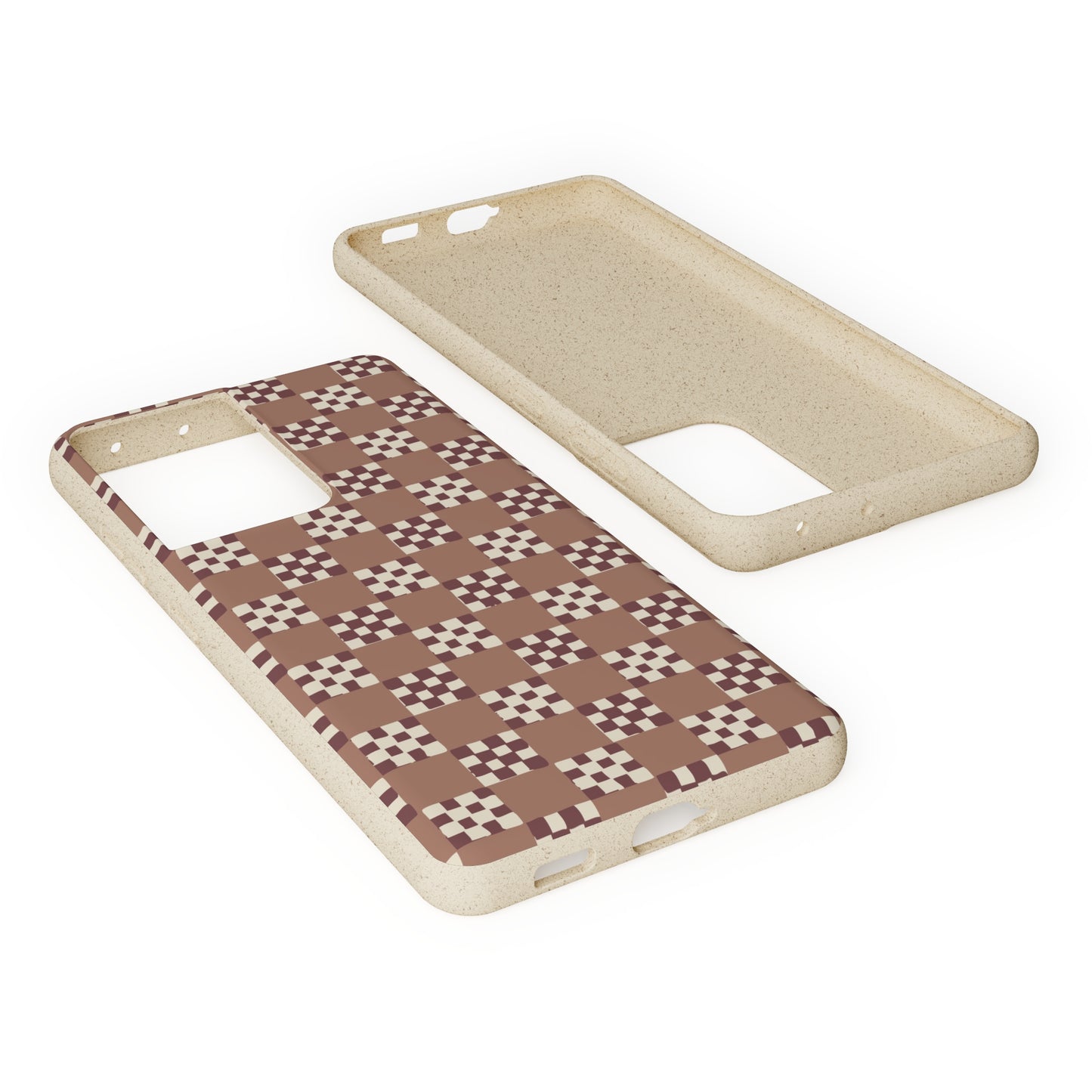 Checkered Quilt Biodegradable Phone Case, mocha mousse