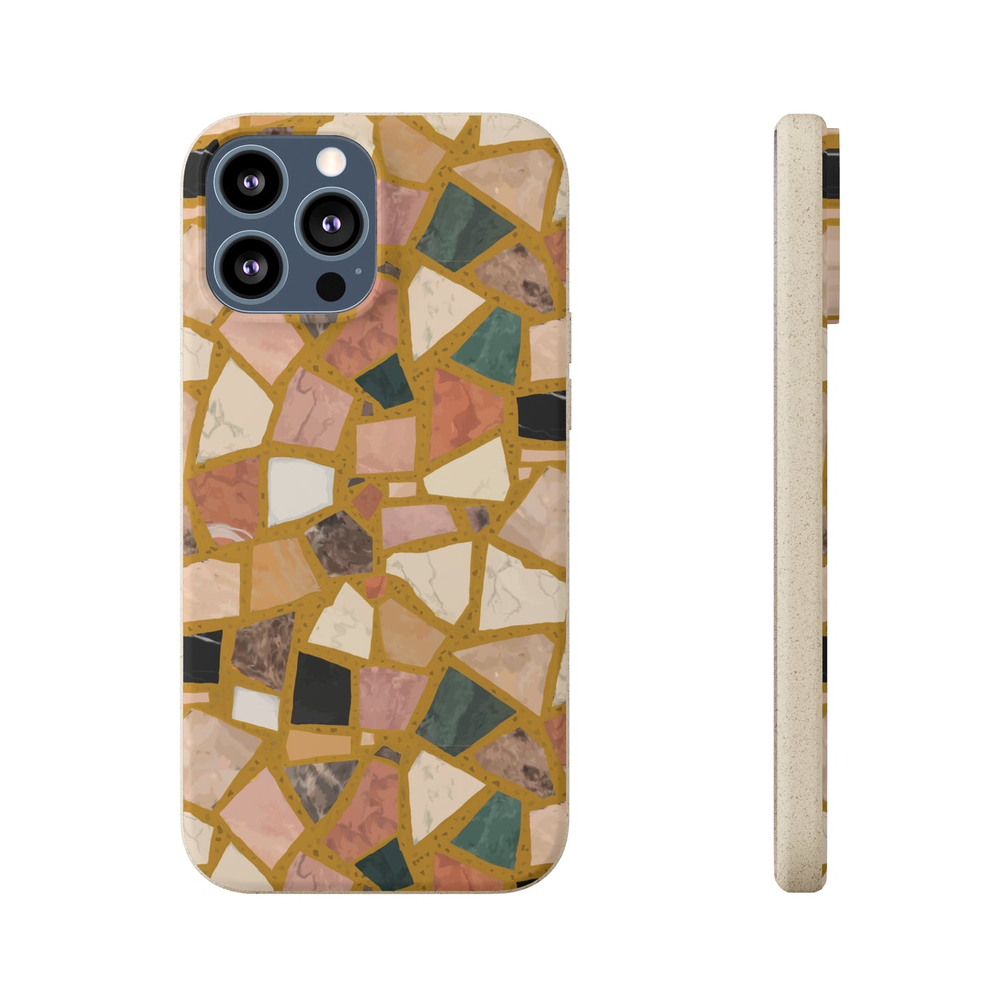 Dolce Terrazzo Biodegradable Phone Case, mustard yellow