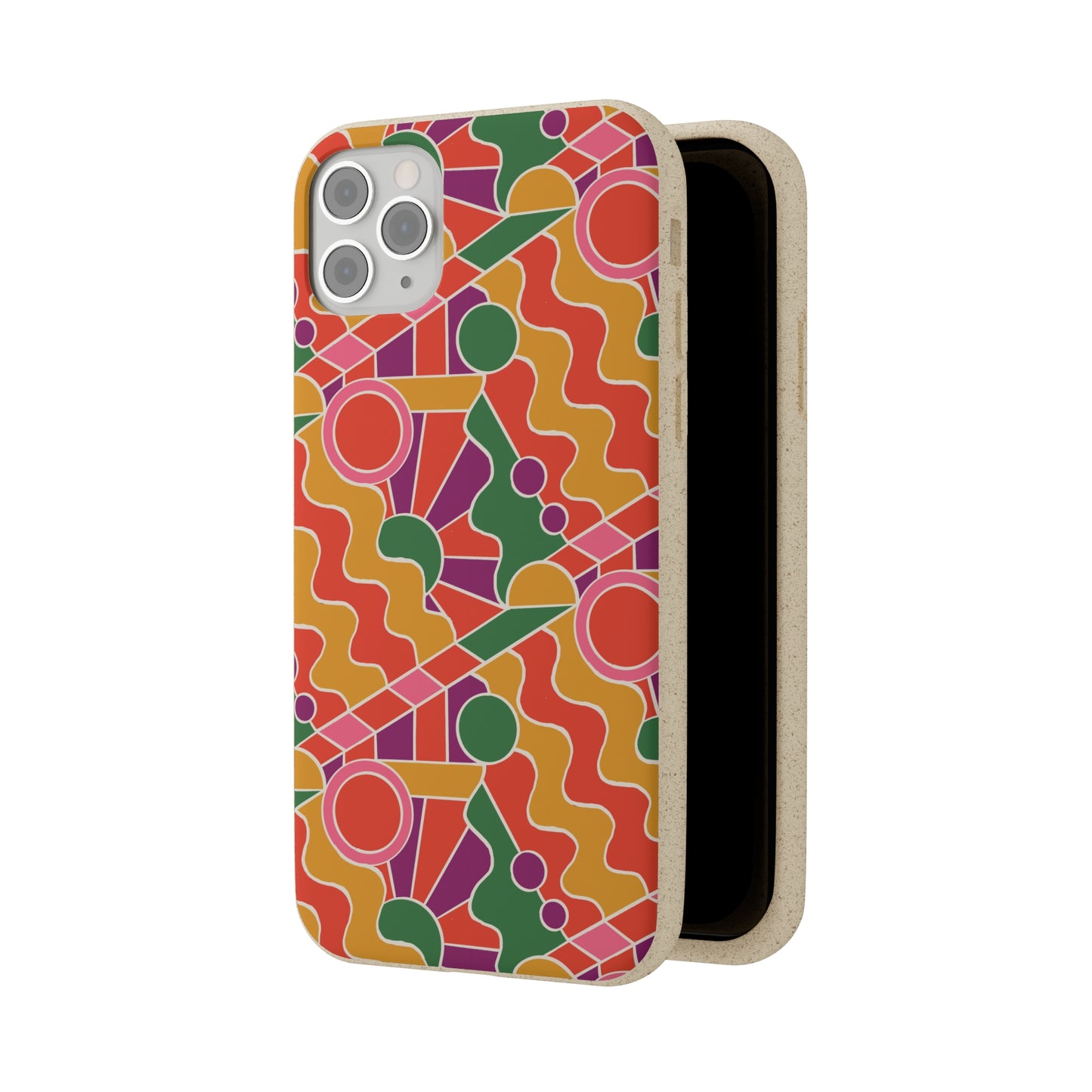 Day Trippin' Biodegradable Phone Case, purple, red, yellow and green