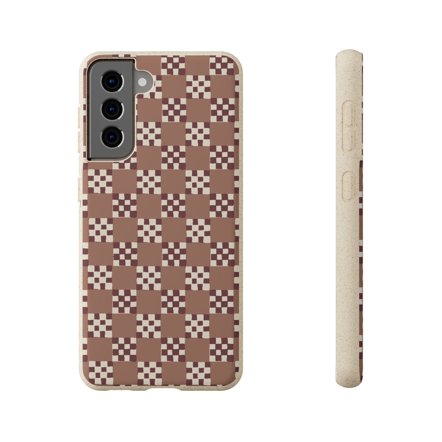 Checkered Quilt Biodegradable Phone Case, mocha mousse