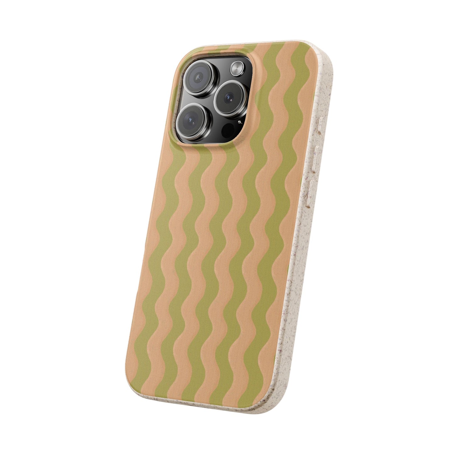 Ziggy Stripe Phone Case - chartreuse and peach - Eco-Friendly, Biodegradable