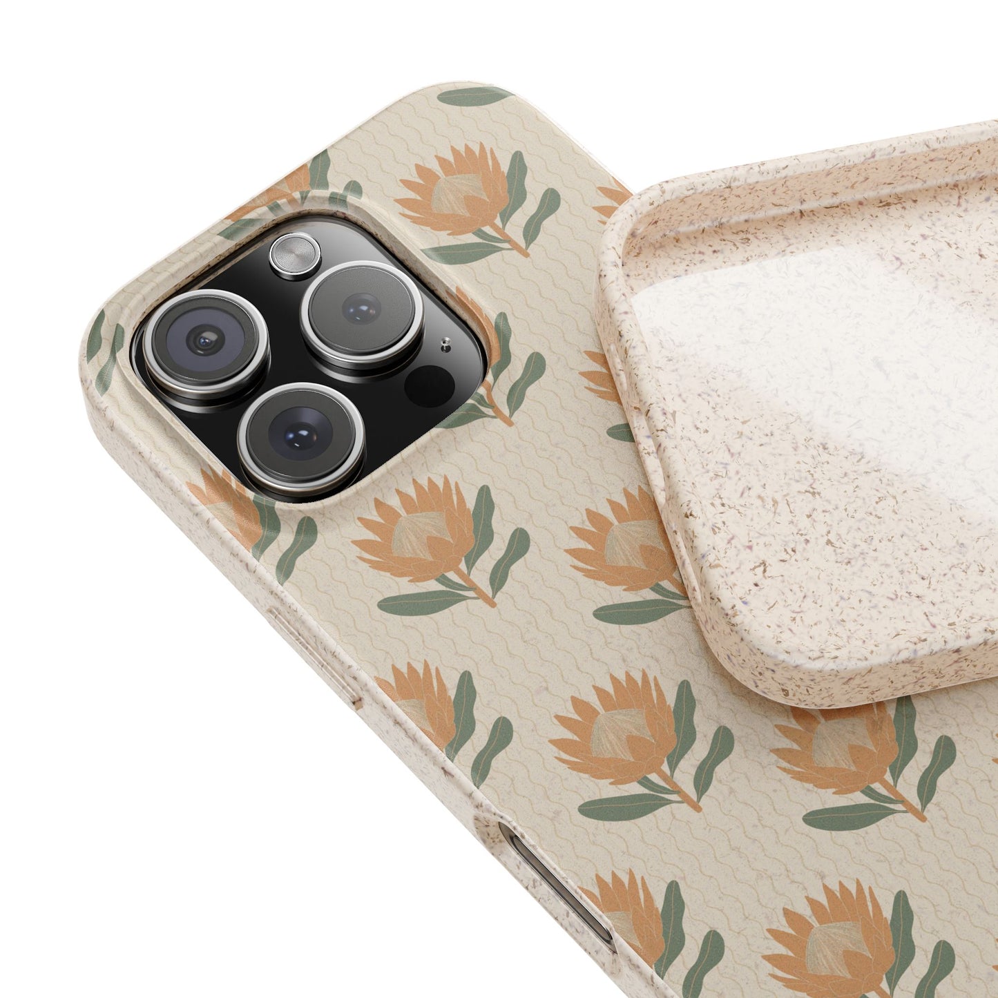 King Protea Phone Case - neutral and apricot - Eco-Friendly, Biodegradable