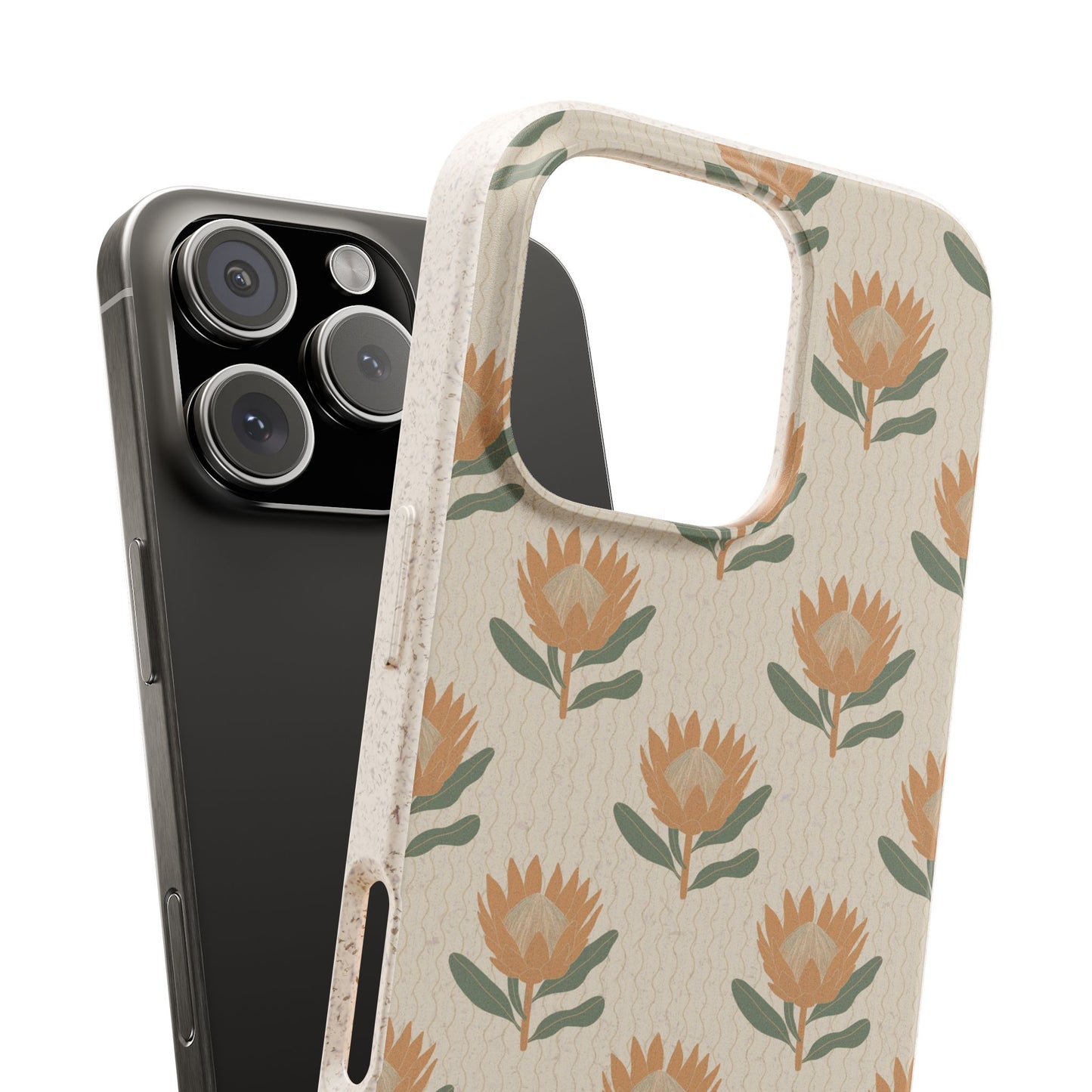 King Protea Phone Case - neutral and apricot - Eco-Friendly, Biodegradable