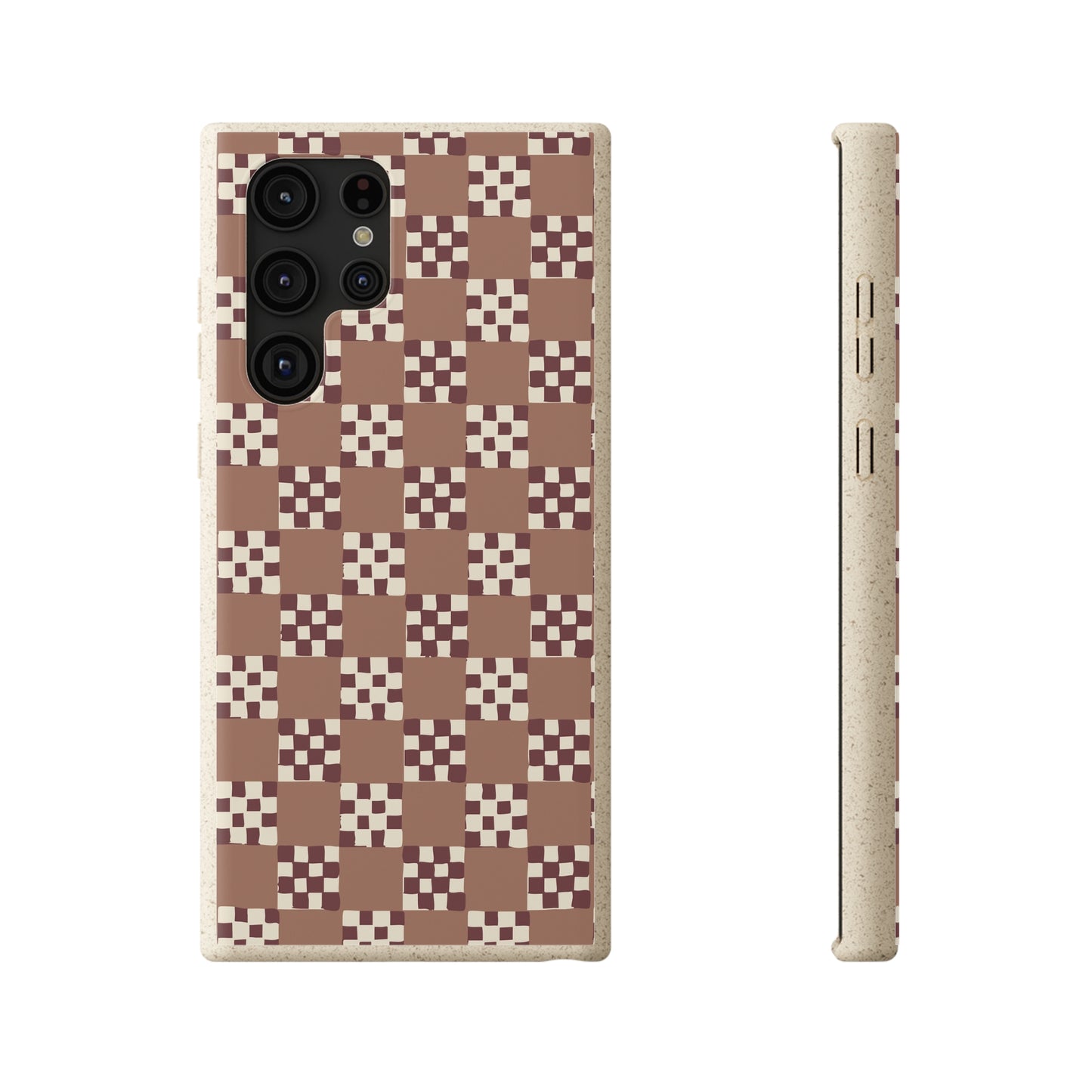 Checkered Quilt Biodegradable Phone Case, mocha mousse