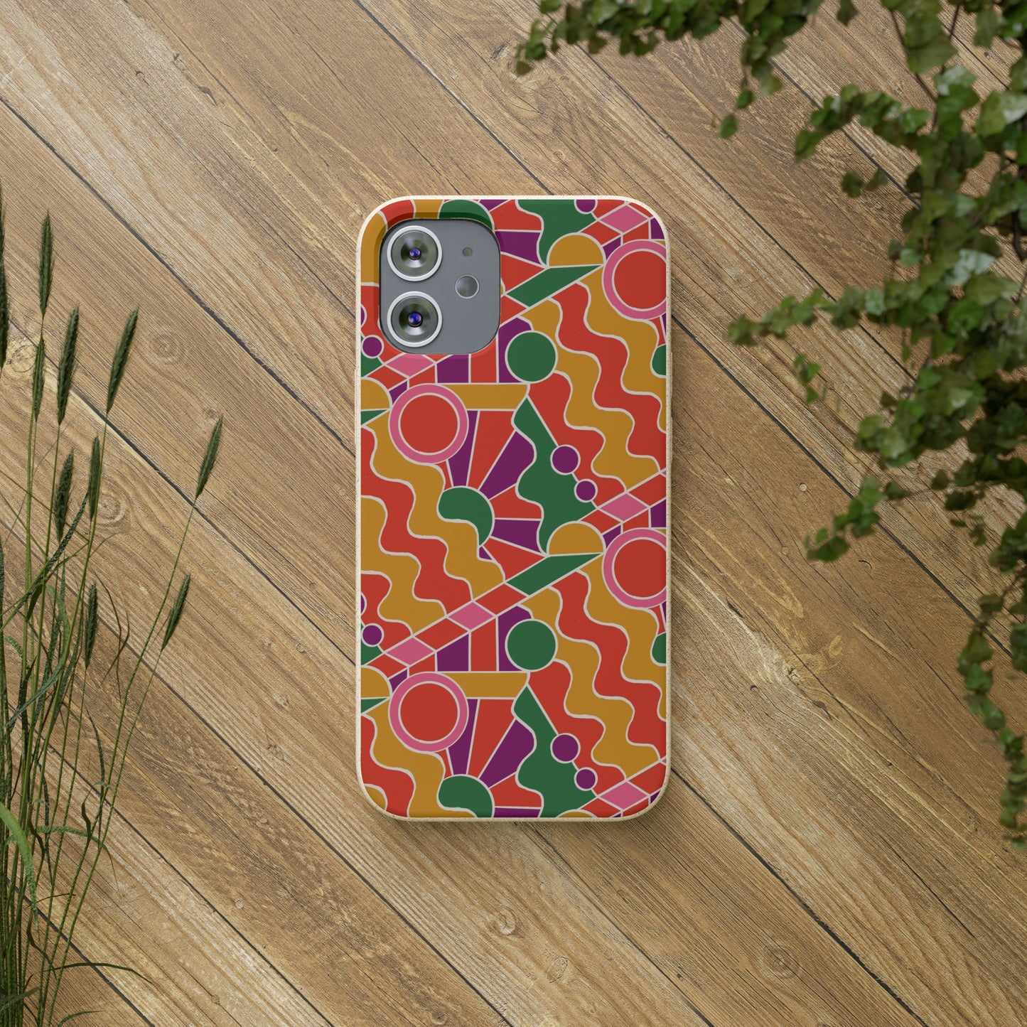 Day Trippin' Biodegradable Phone Case, purple, red, yellow and green