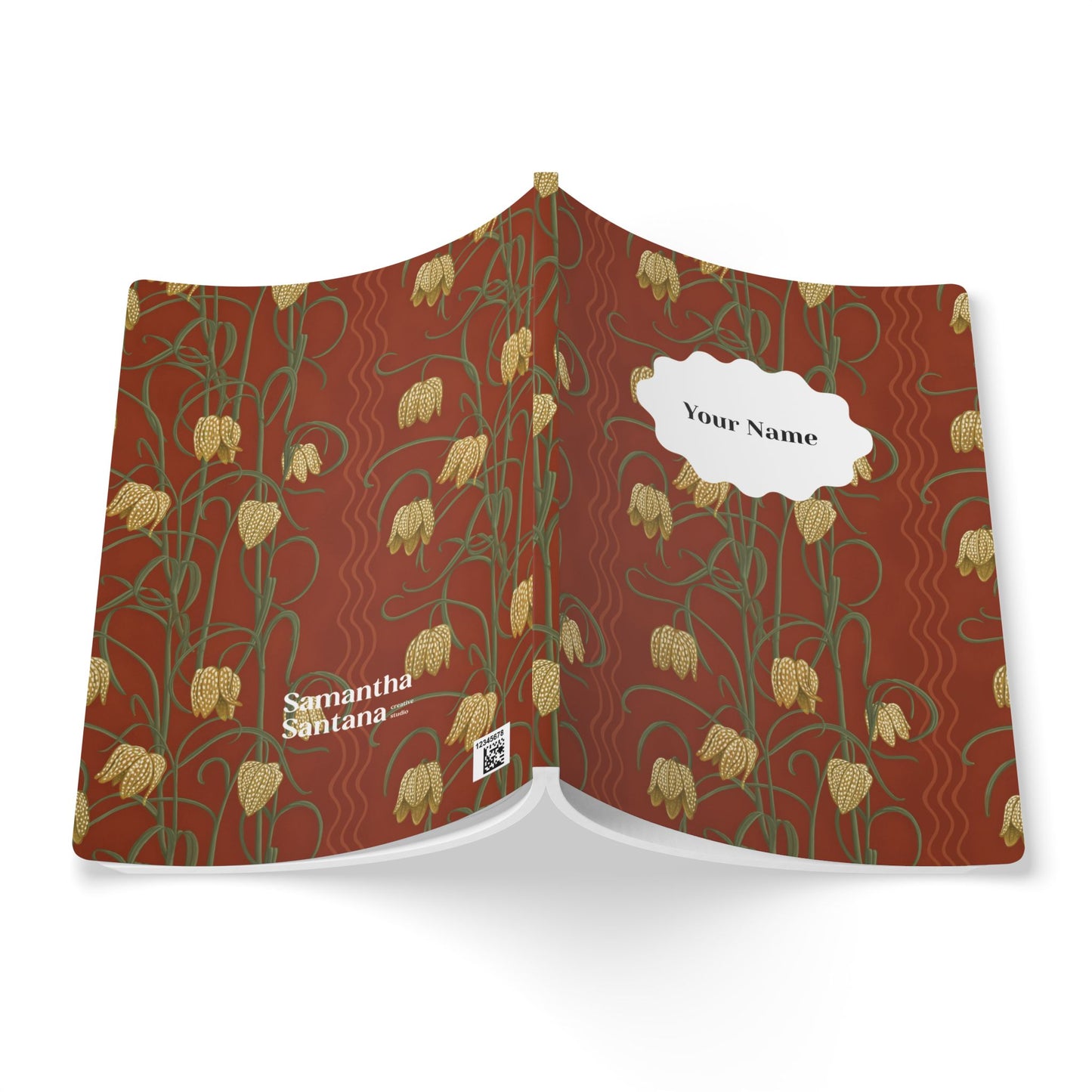 Campanas Softcover Personalized Journal, rust & yellow (add your name)