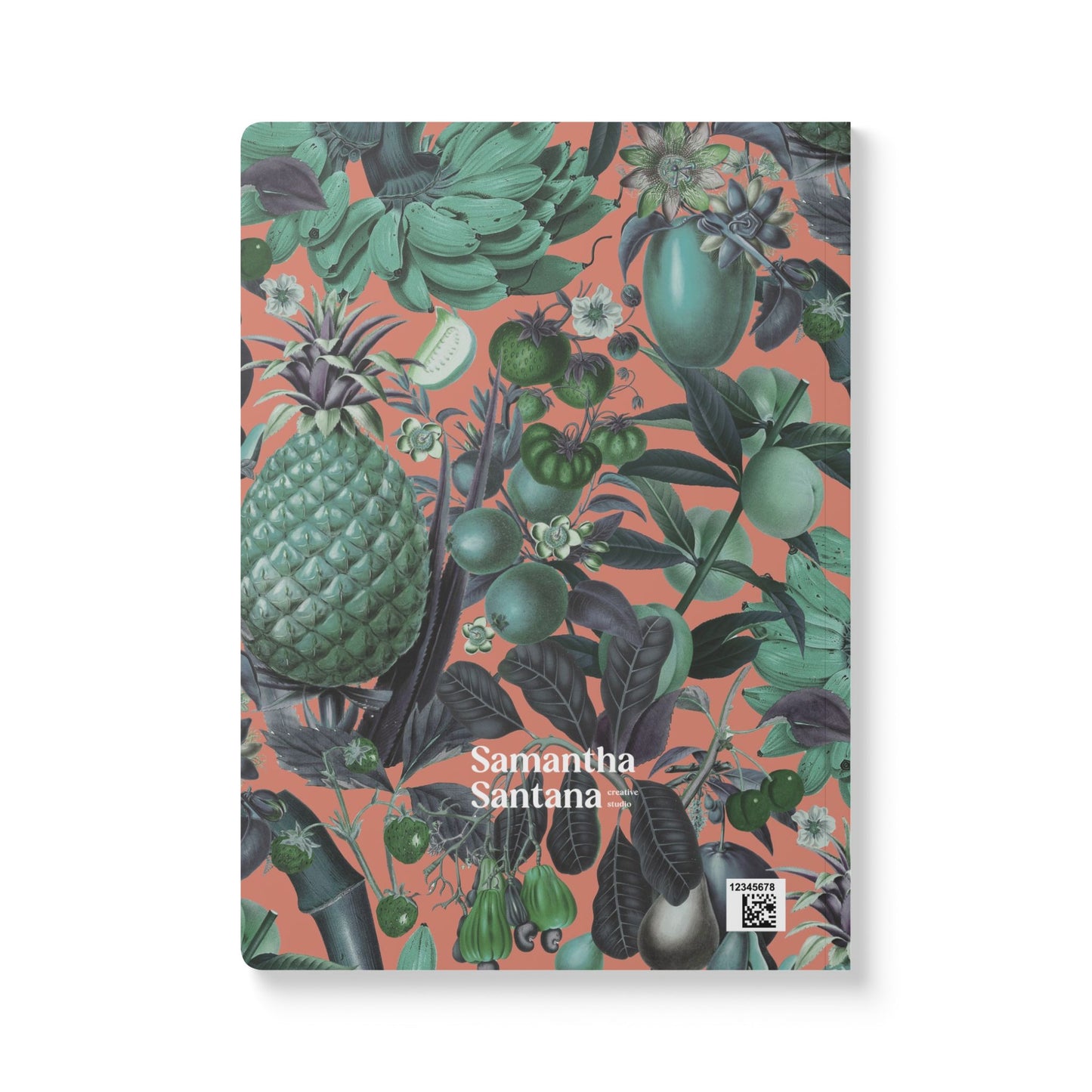 Juicy Fruit Softcover Personalized Journal, coral and teal (add your name)