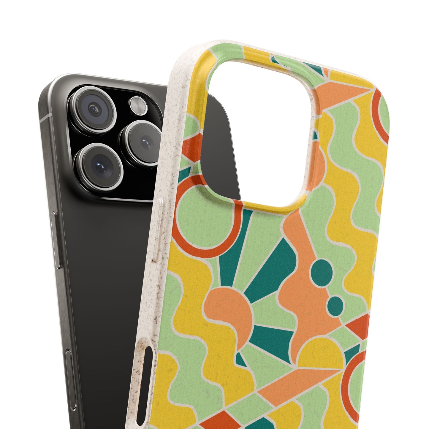 Day Trippin' Phone Case - mint, blue, yellow and peach - Eco-Friendly, Biodegradable