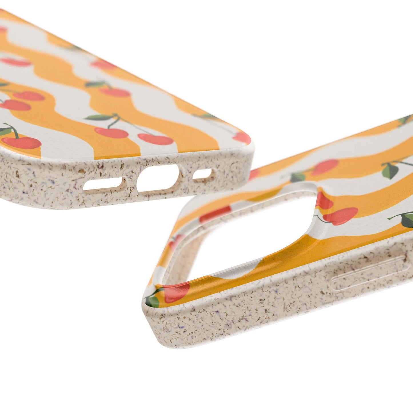 Wavy Cherry Phone Case - white and yellow - Eco-Friendly, Biodegradable