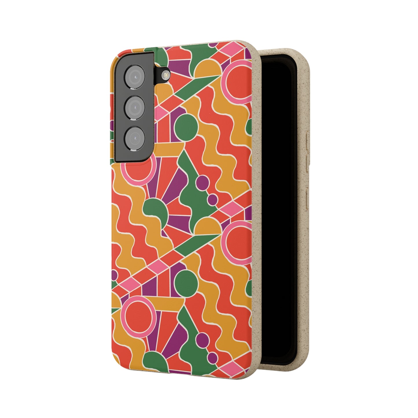 Day Trippin' Biodegradable Phone Case, purple, red, yellow and green