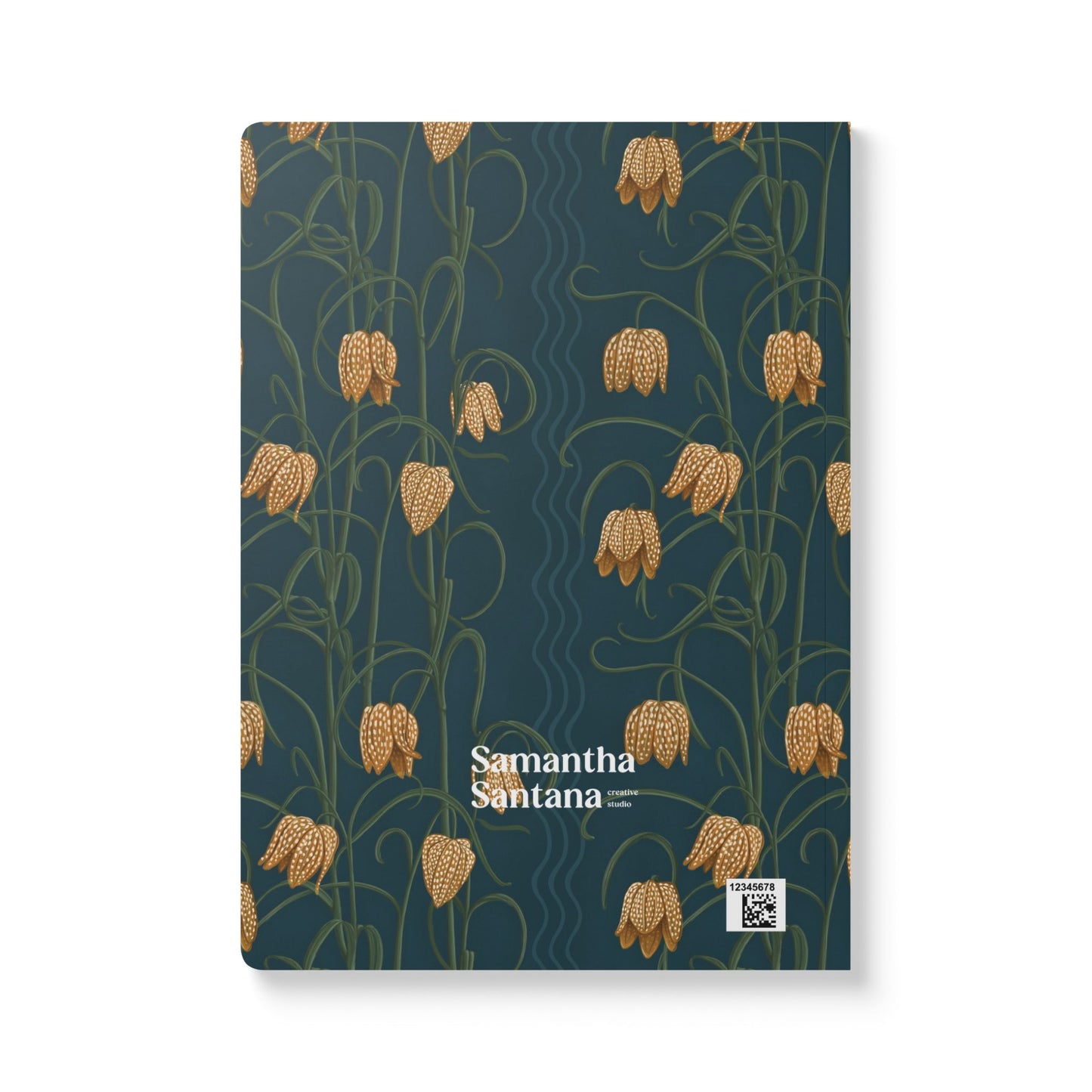 Campanas Softcover Personalized Journal, dark blue & goldenrod (add your name)