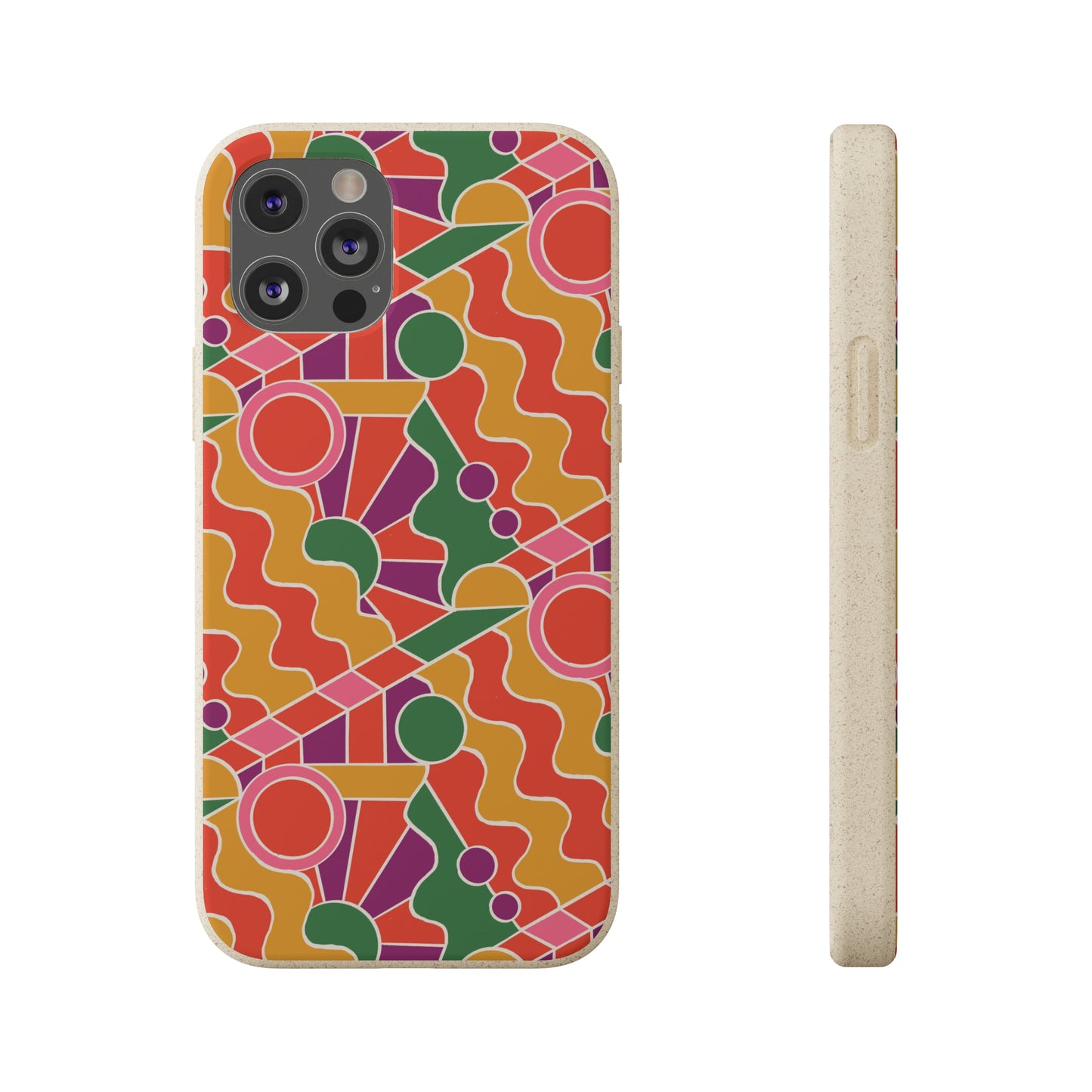 Day Trippin' Biodegradable Phone Case, purple, red, yellow and green