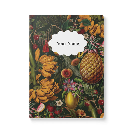 Juicy Fruit Softcover Personalized Journal, dark green and multicolor (add your name)