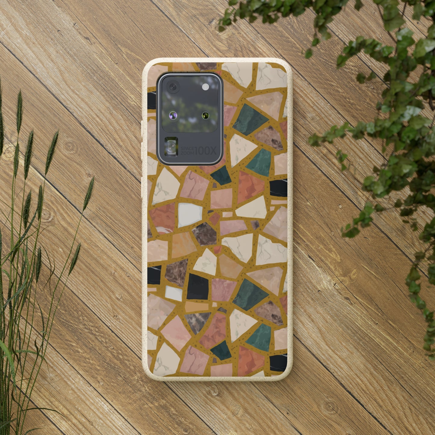 Dolce Terrazzo Biodegradable Phone Case, mustard yellow