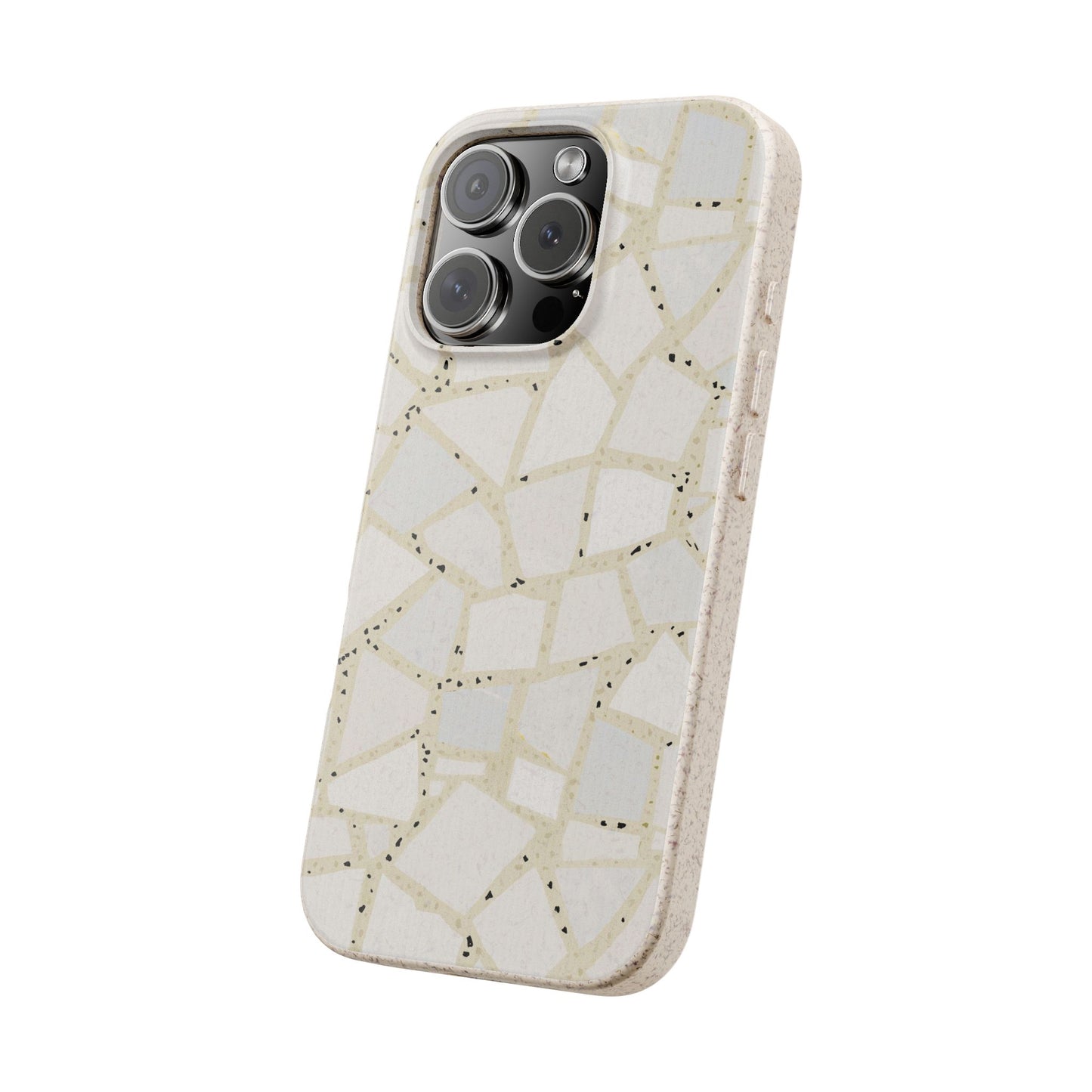 Dolce Terrazzo Phone Case - tan and white - Eco-Friendly, Biodegradable