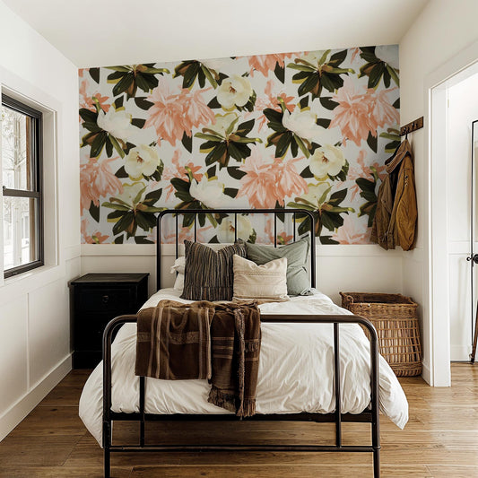 Magnolia Wallpaper, coral