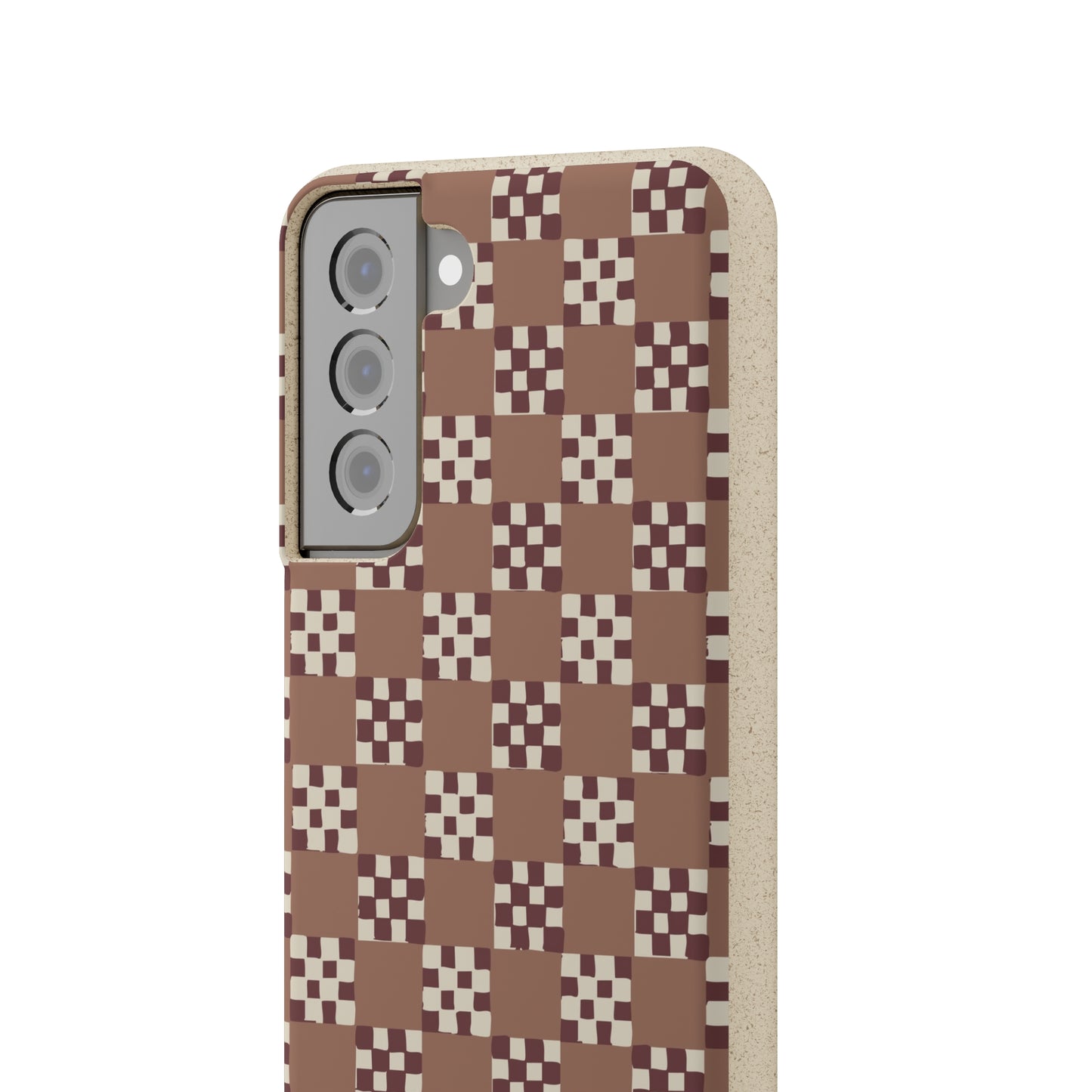 Checkered Quilt Biodegradable Phone Case, mocha mousse