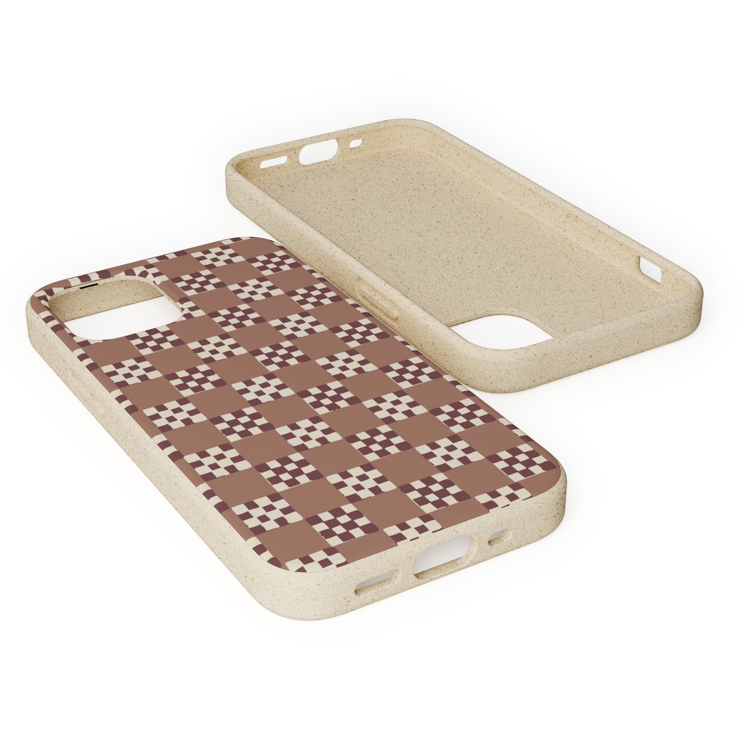 Checkered Quilt Biodegradable Phone Case, mocha mousse