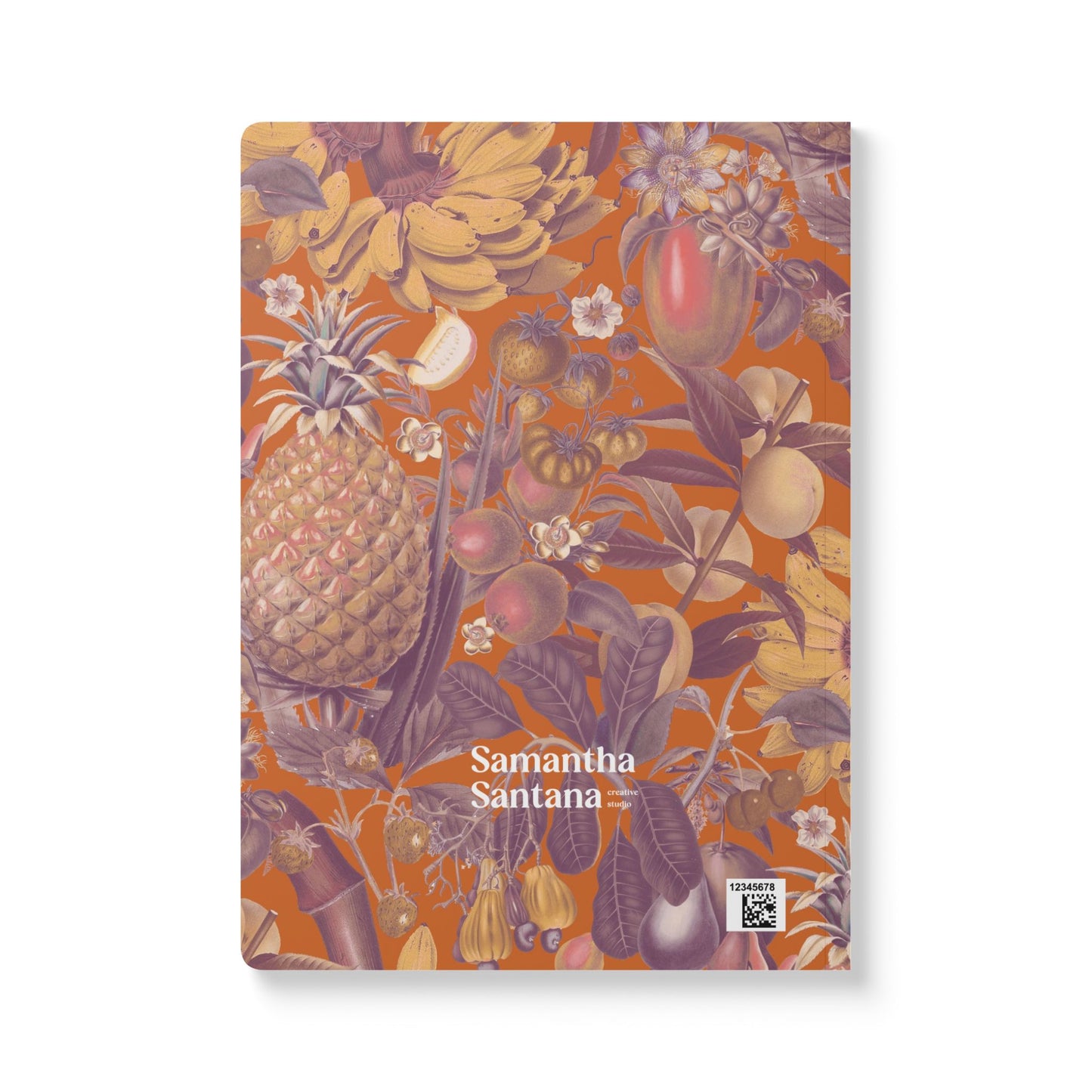 Juicy Fruit Softcover Personalized Journal, orange and purple (add your name)