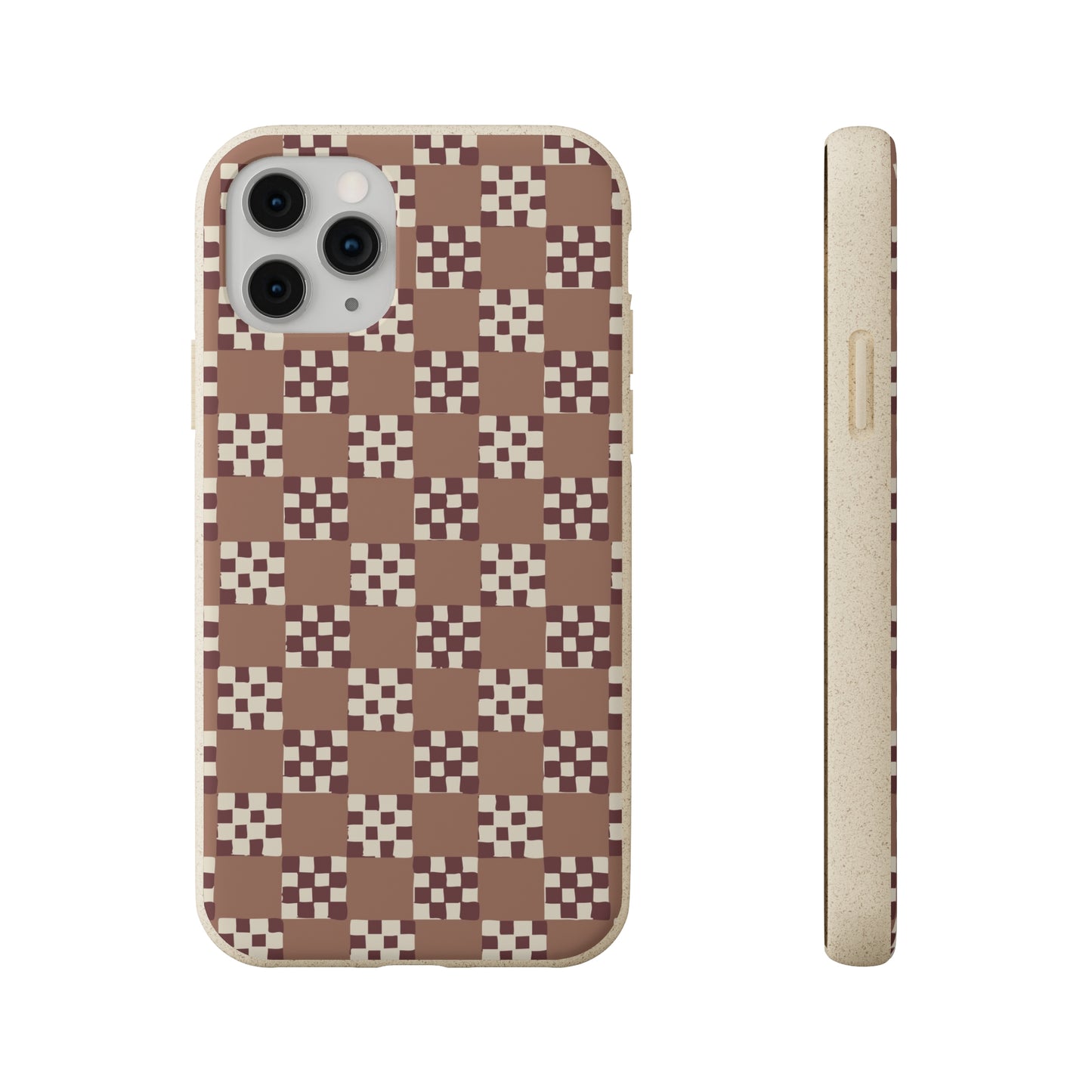 Checkered Quilt Biodegradable Phone Case, mocha mousse