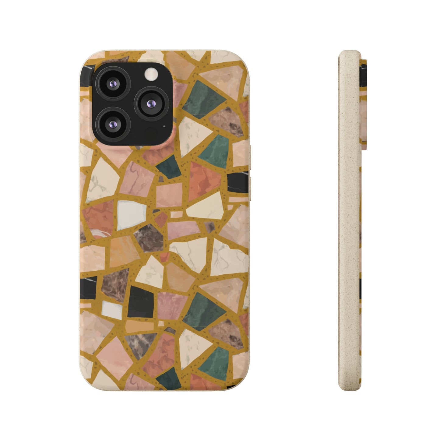 Dolce Terrazzo Biodegradable Phone Case, mustard yellow