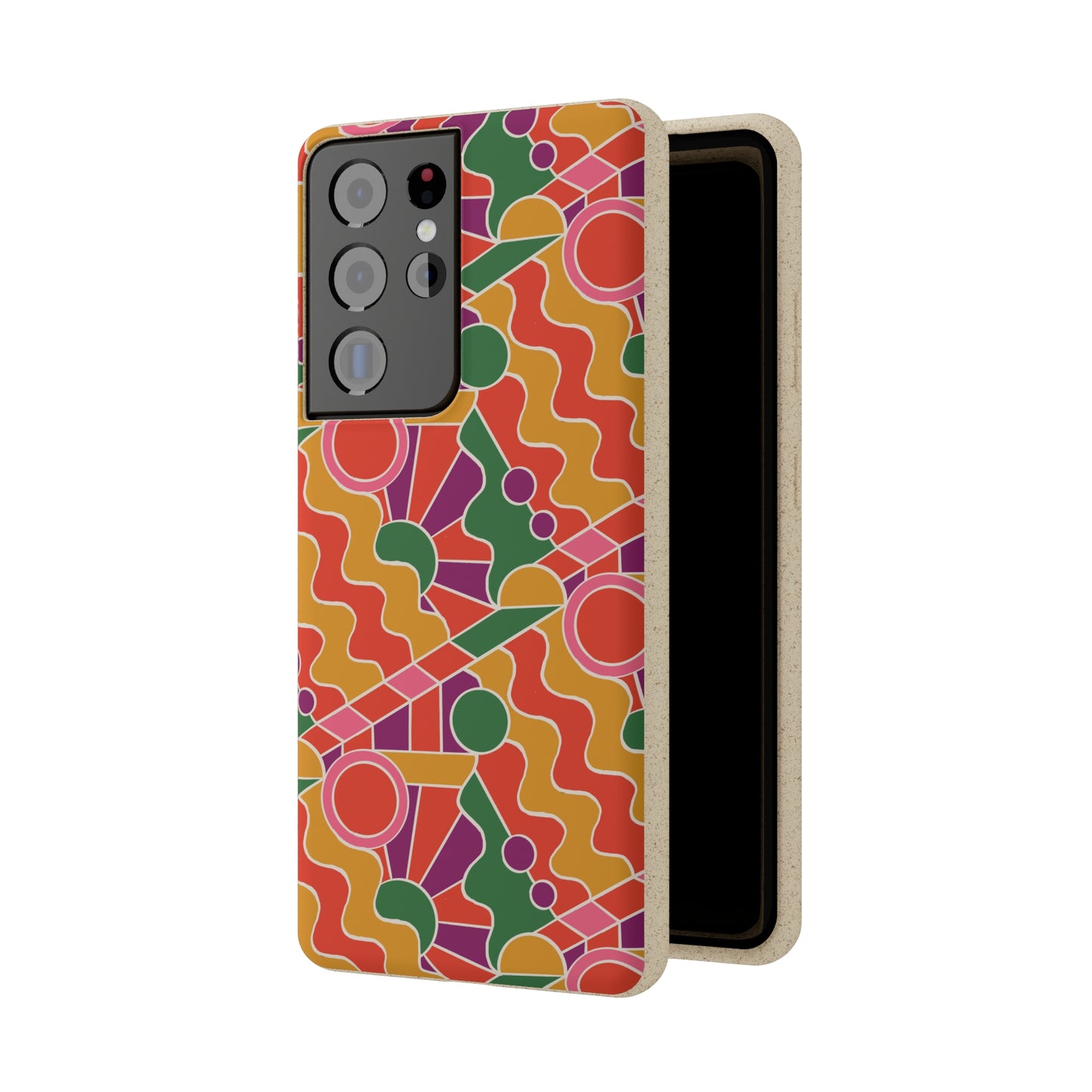 Day Trippin' Biodegradable Phone Case, purple, red, yellow and green