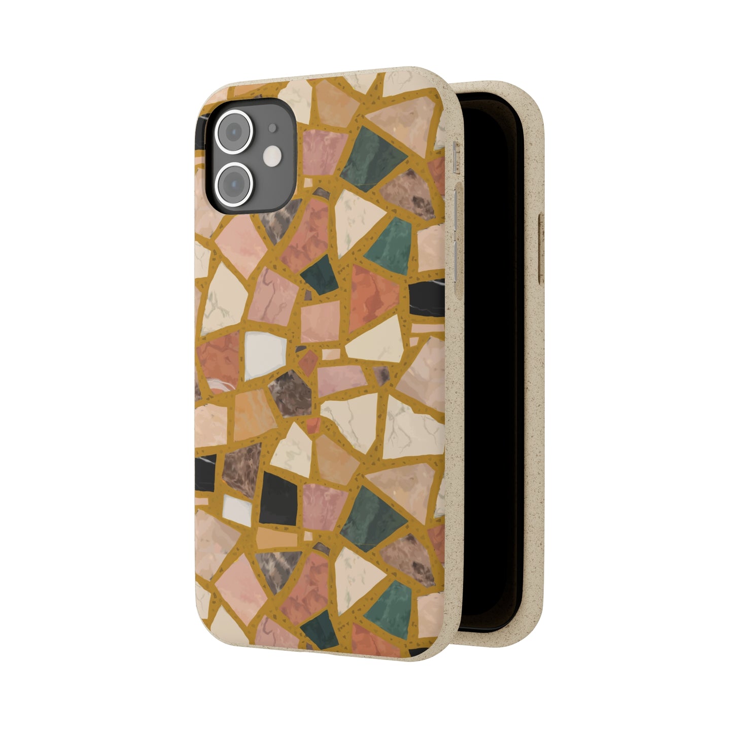 Dolce Terrazzo Biodegradable Phone Case, mustard yellow