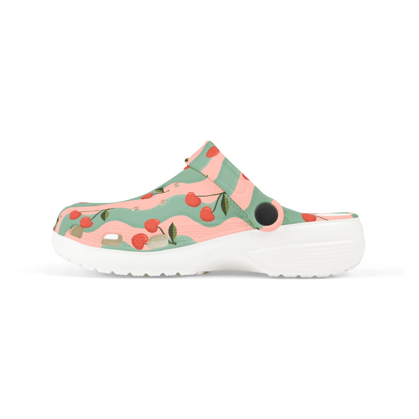 Wavy Cherry Kid's EVA Foam Clogs — Pink & Teal Patterned Slip-Ons