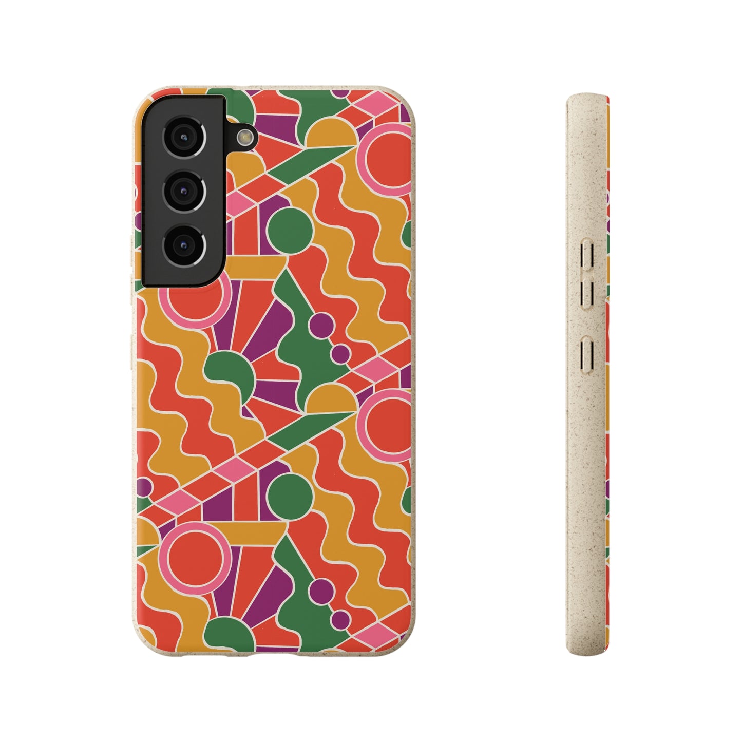 Day Trippin' Biodegradable Phone Case, purple, red, yellow and green