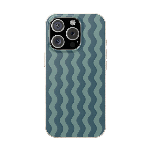 Ziggy Stripe Phone Case - blue and light teal - Eco-Friendly, Biodegradable