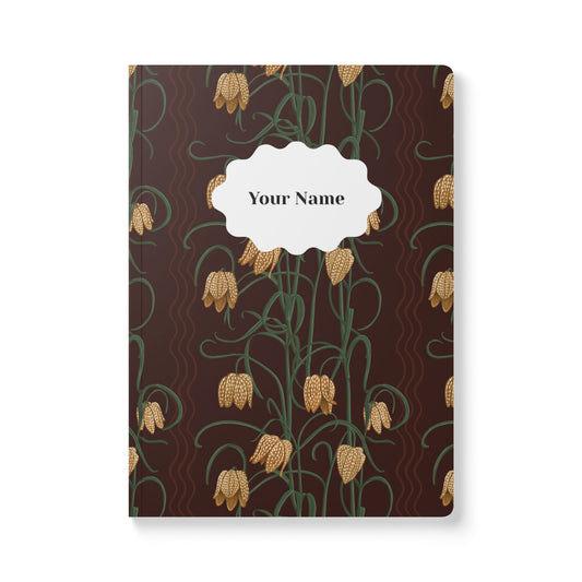 Campanas Softcover Personalized Journal, chocolate & goldenrod (add your name)