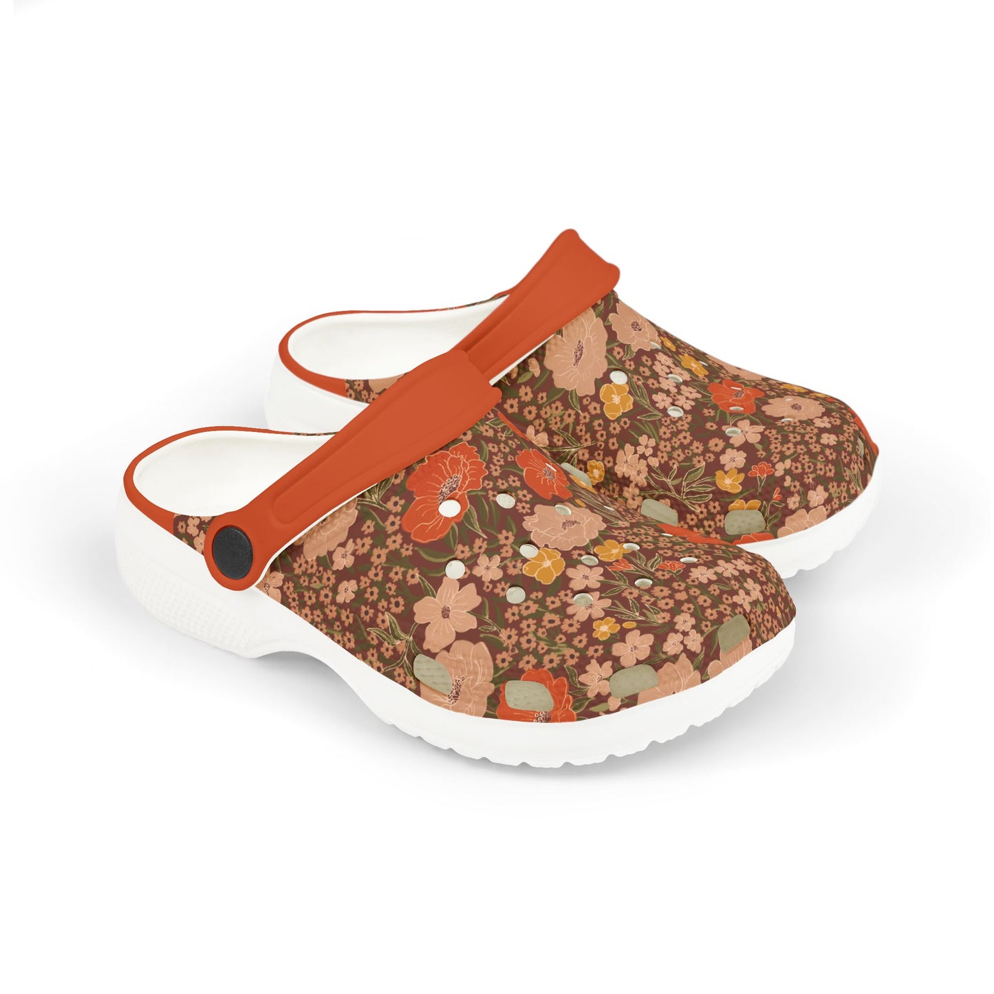 Wildflower Meadow Kid's EVA Foam Clogs, dark siena