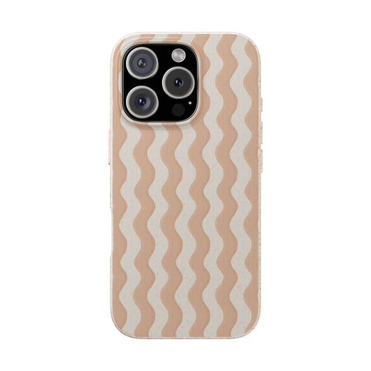 Ziggy Stripe Phone Case - white and peach - Eco-Friendly, Biodegradable