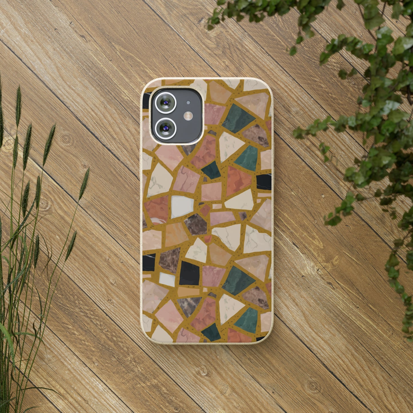 Dolce Terrazzo Biodegradable Phone Case, mustard yellow