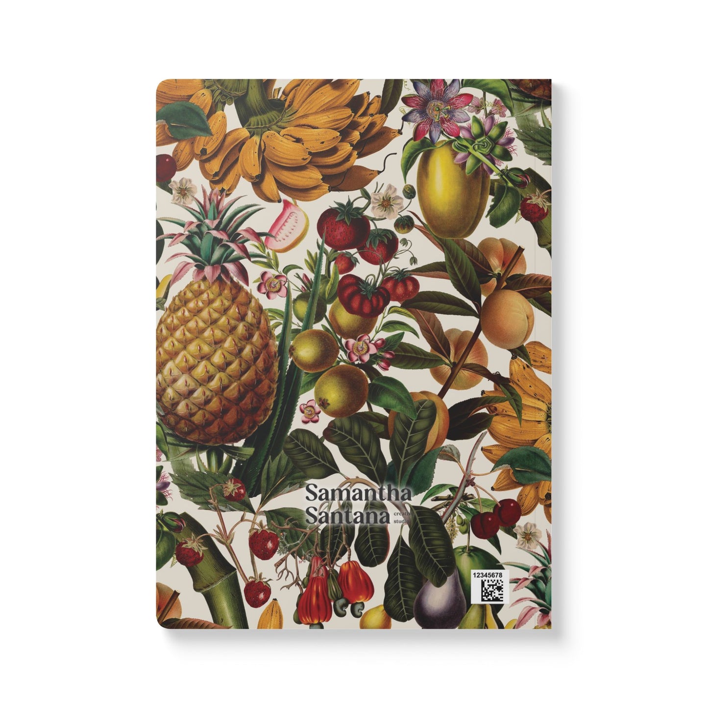 Juicy Fruit Softcover Personalized Journal, white and multicolor (add your name)