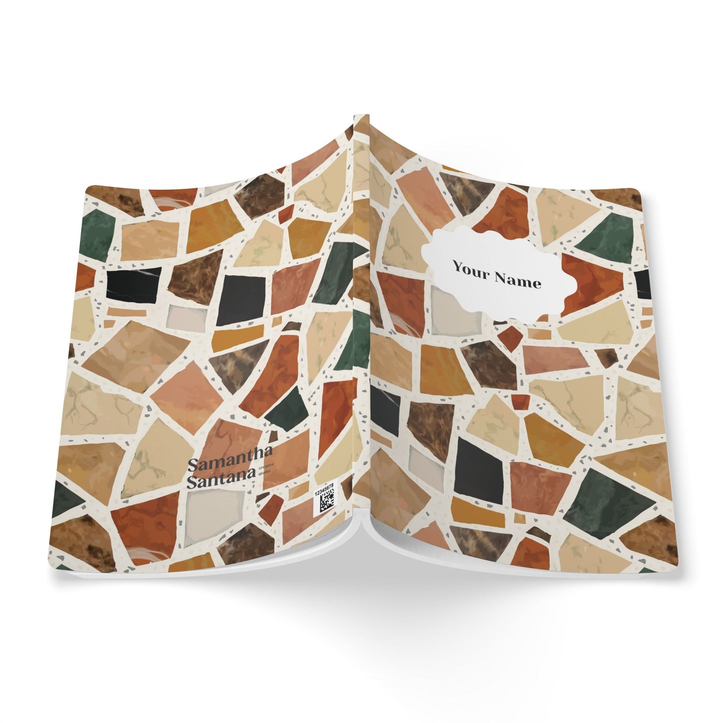 Dolce Terrazzo Softcover Personalized Journal, white and multicolor (add your name)